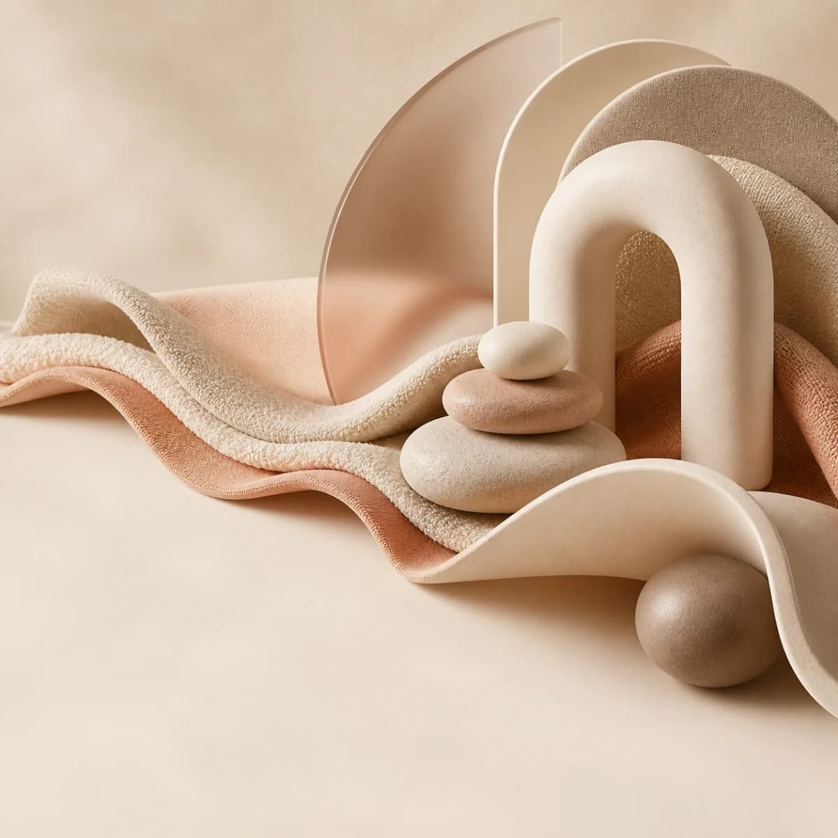 Modern homeware arranged in a cool editorial palette