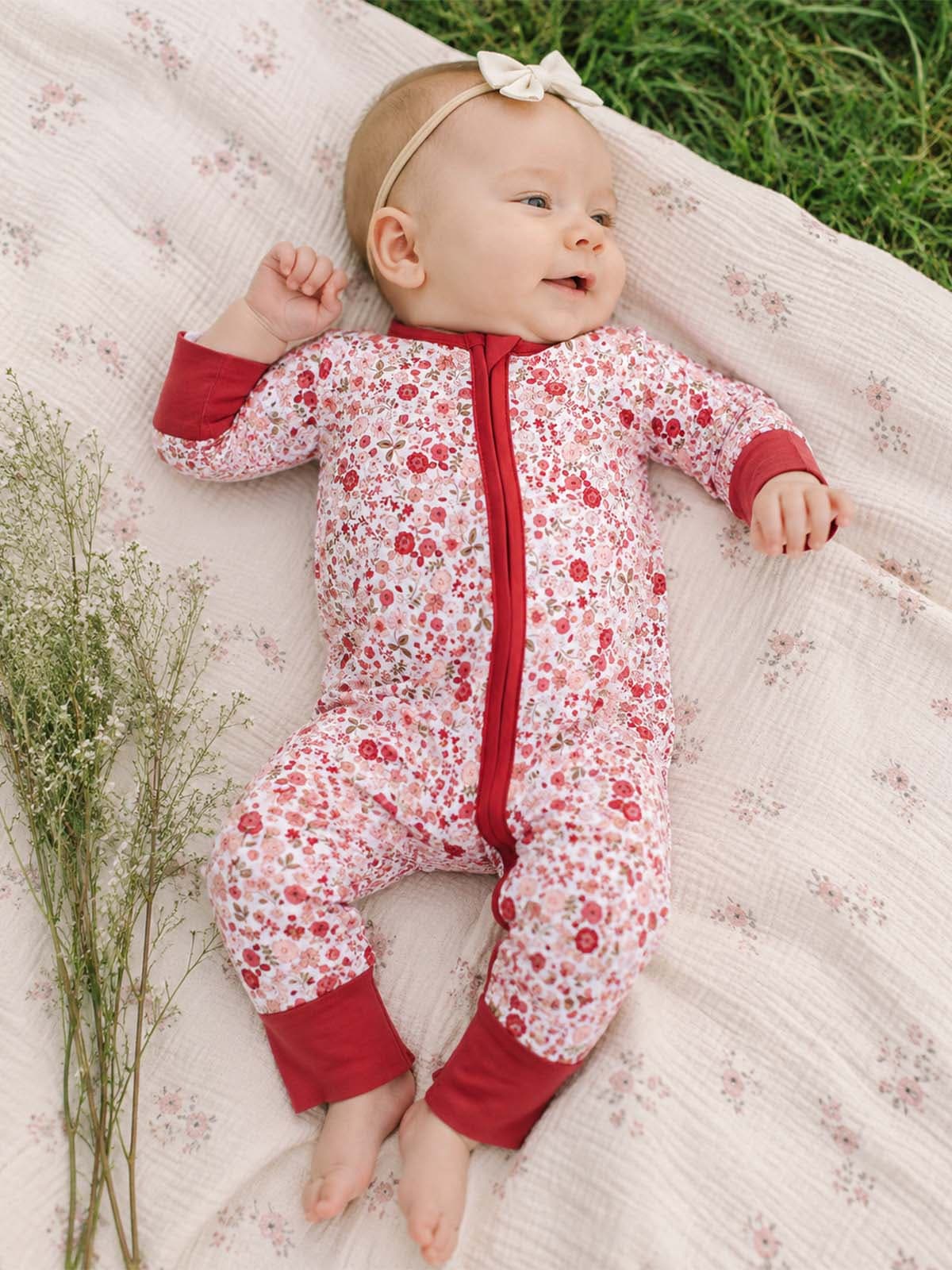 2-Way Zip Romper, Serene Floral by Angel Dear
