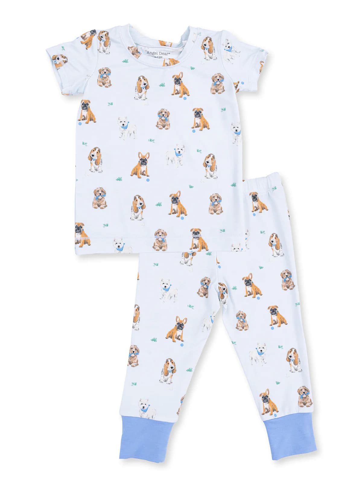 Short Sleeve Loungewear Set, Bestie Dogs Blue by Angel Dear