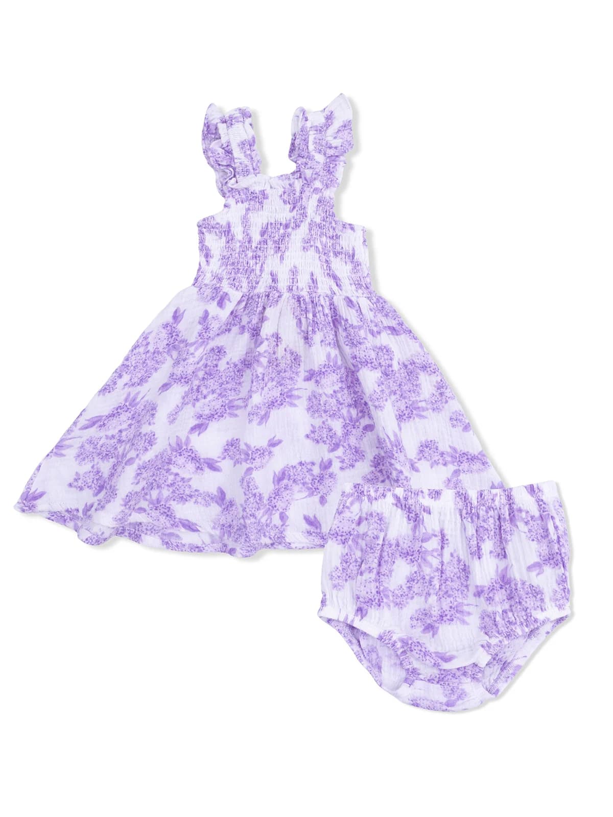 Smocked Sundress & Bloomer, Lilac Floral by Angel Dear