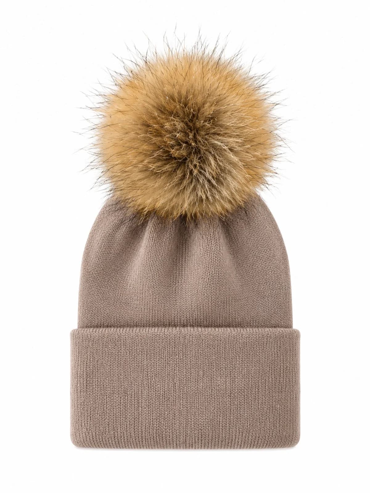 Baby's First Hat, Tan Fur Pom by Baby'S First Hat