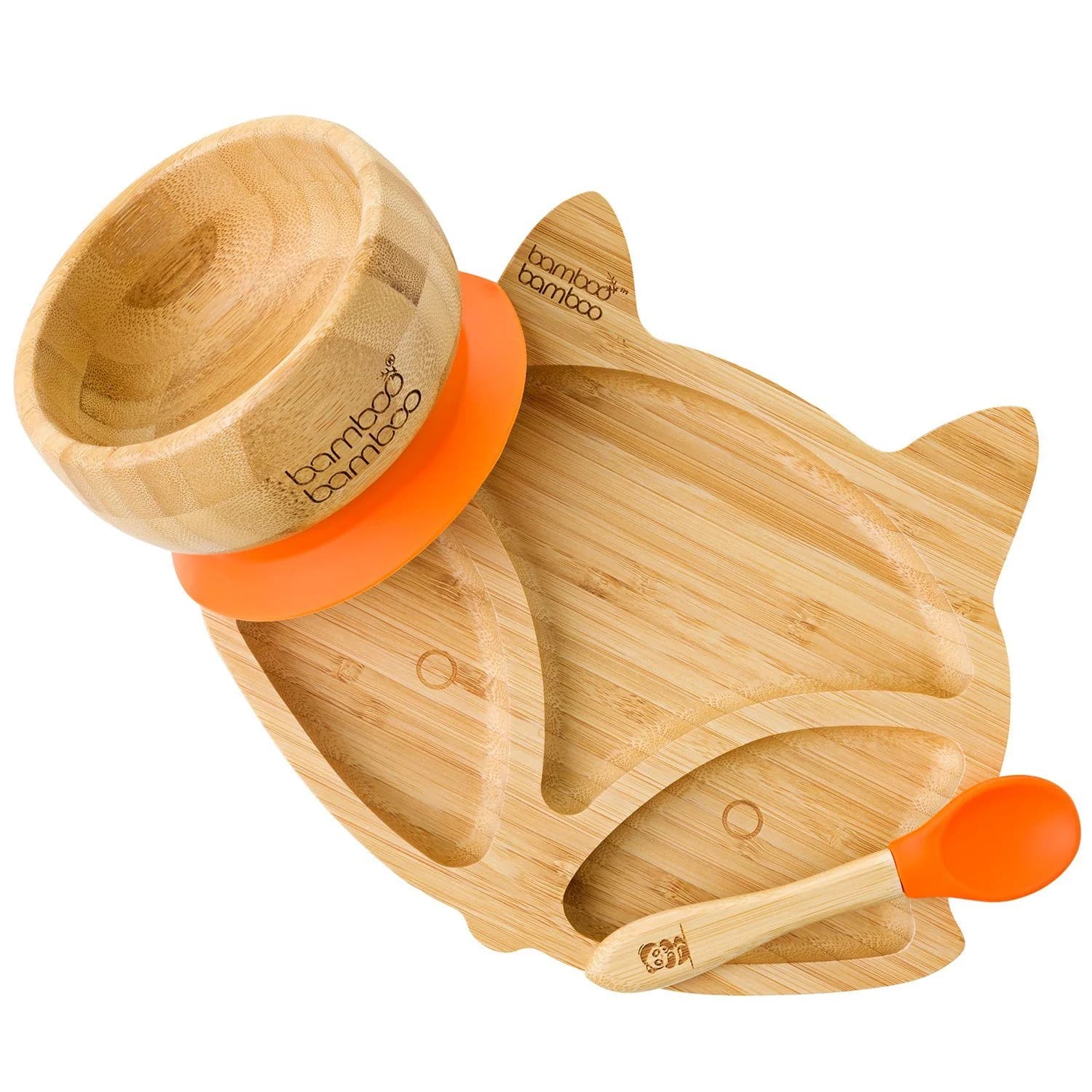Fox Plate and Bowl Bundle Gift Set by Bamboo Bamboo