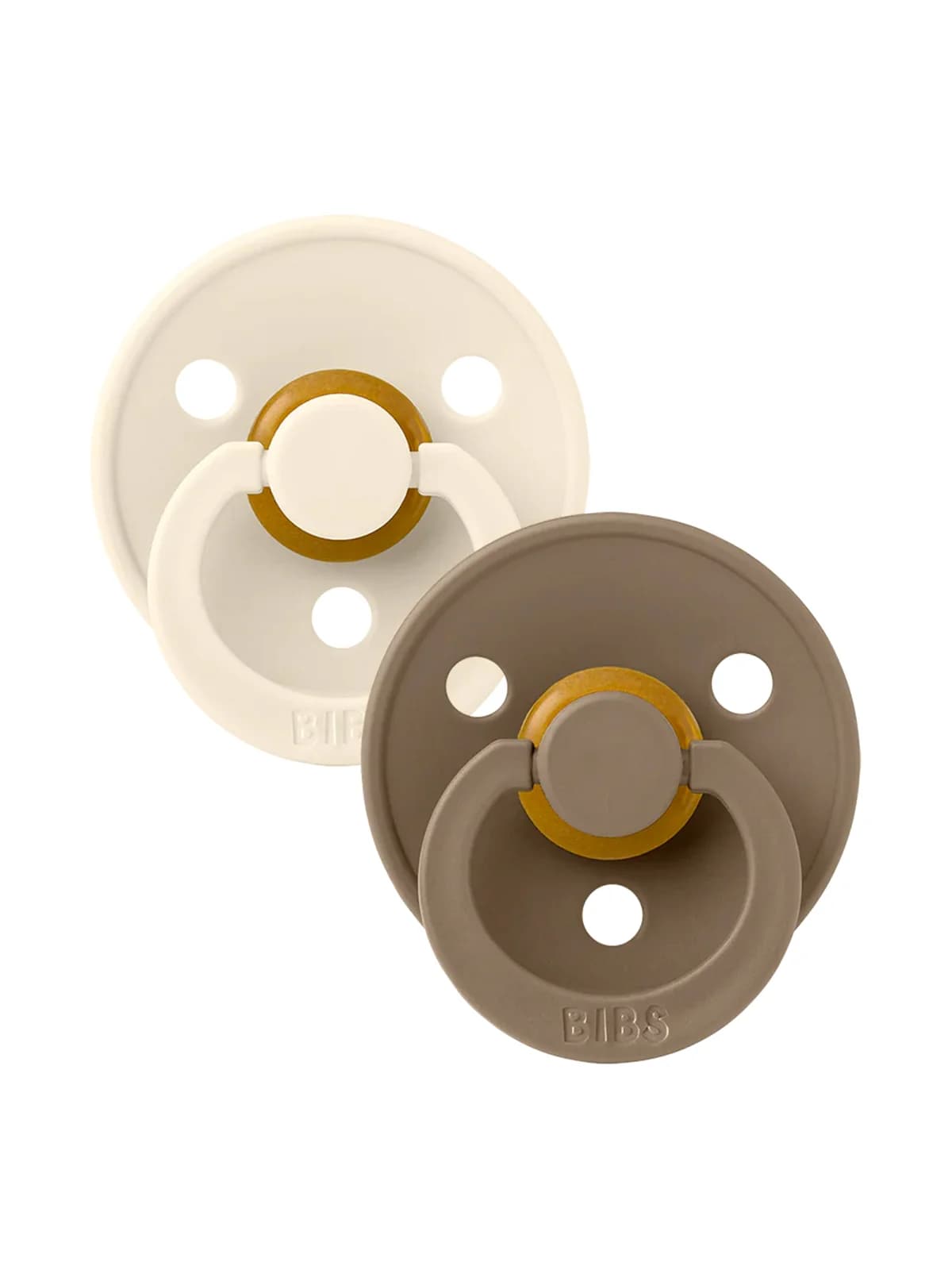 Colour Round Natural Rubber Latex Pacifier 2 Pack, Ivory/Dark Oak by Bibs