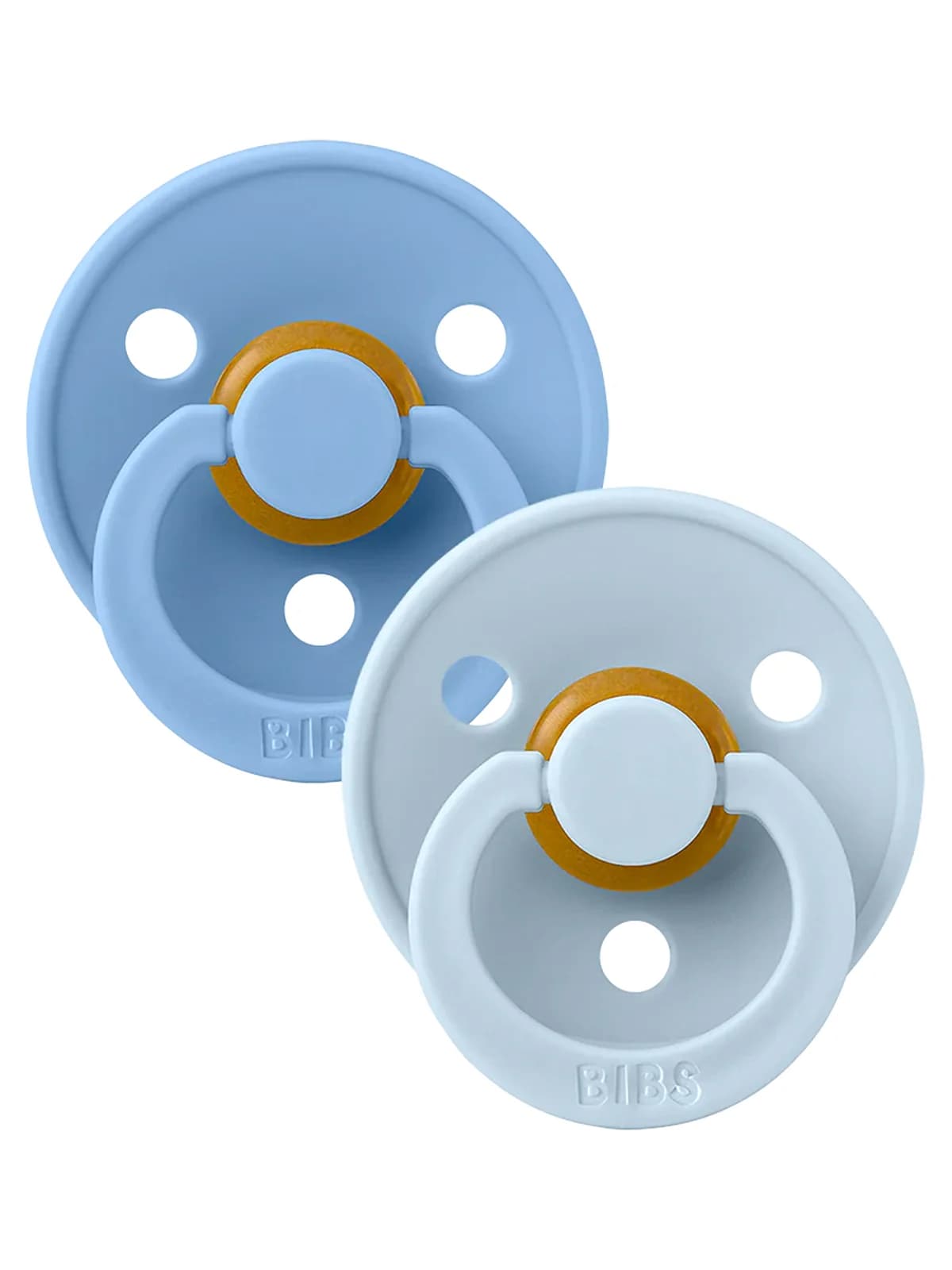 Colour Round Natural Rubber Latex Pacifier 2 Pack, Sky Blue/Baby Blue by Bibs