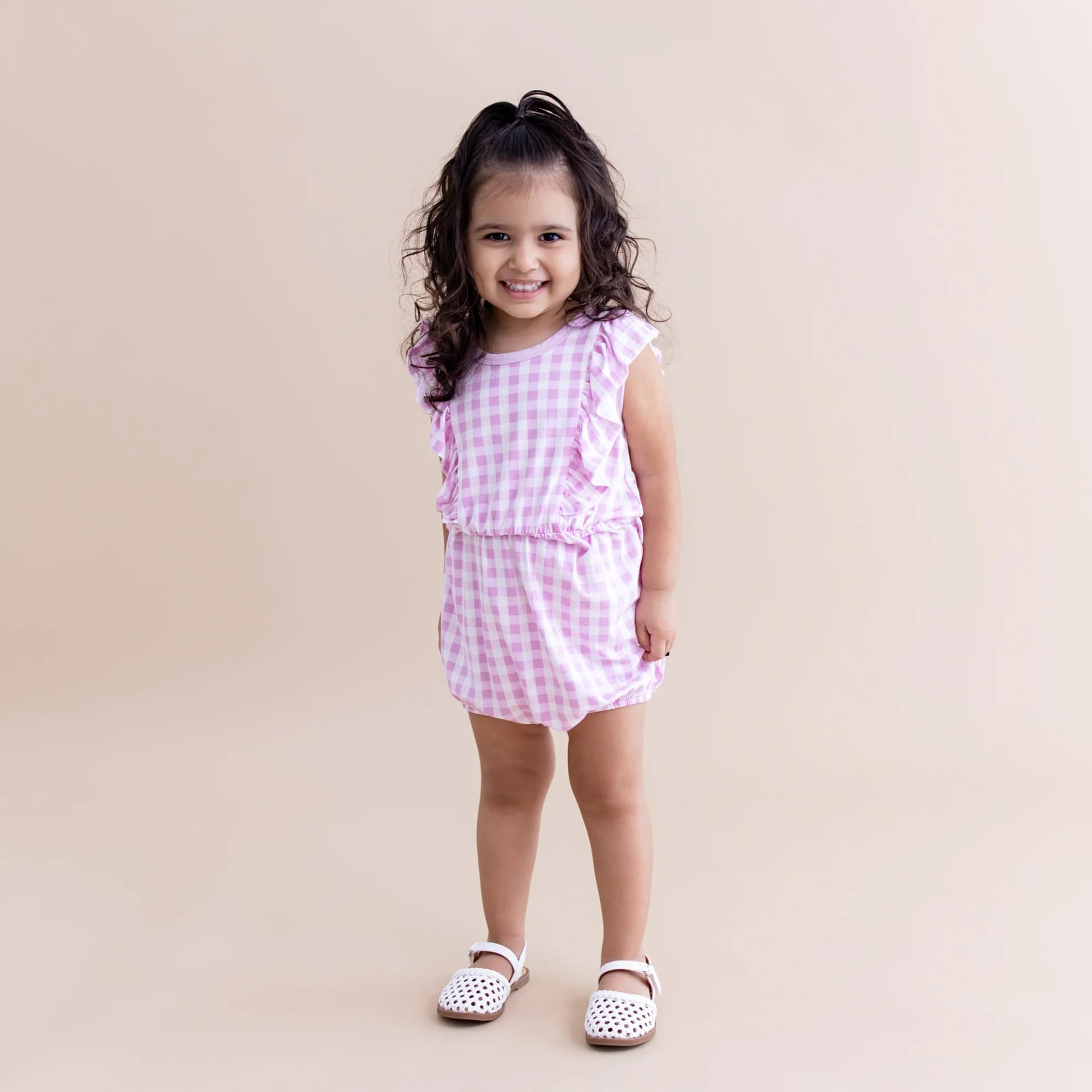 Bubble Romper in Gingham Thistle by Kyte Baby