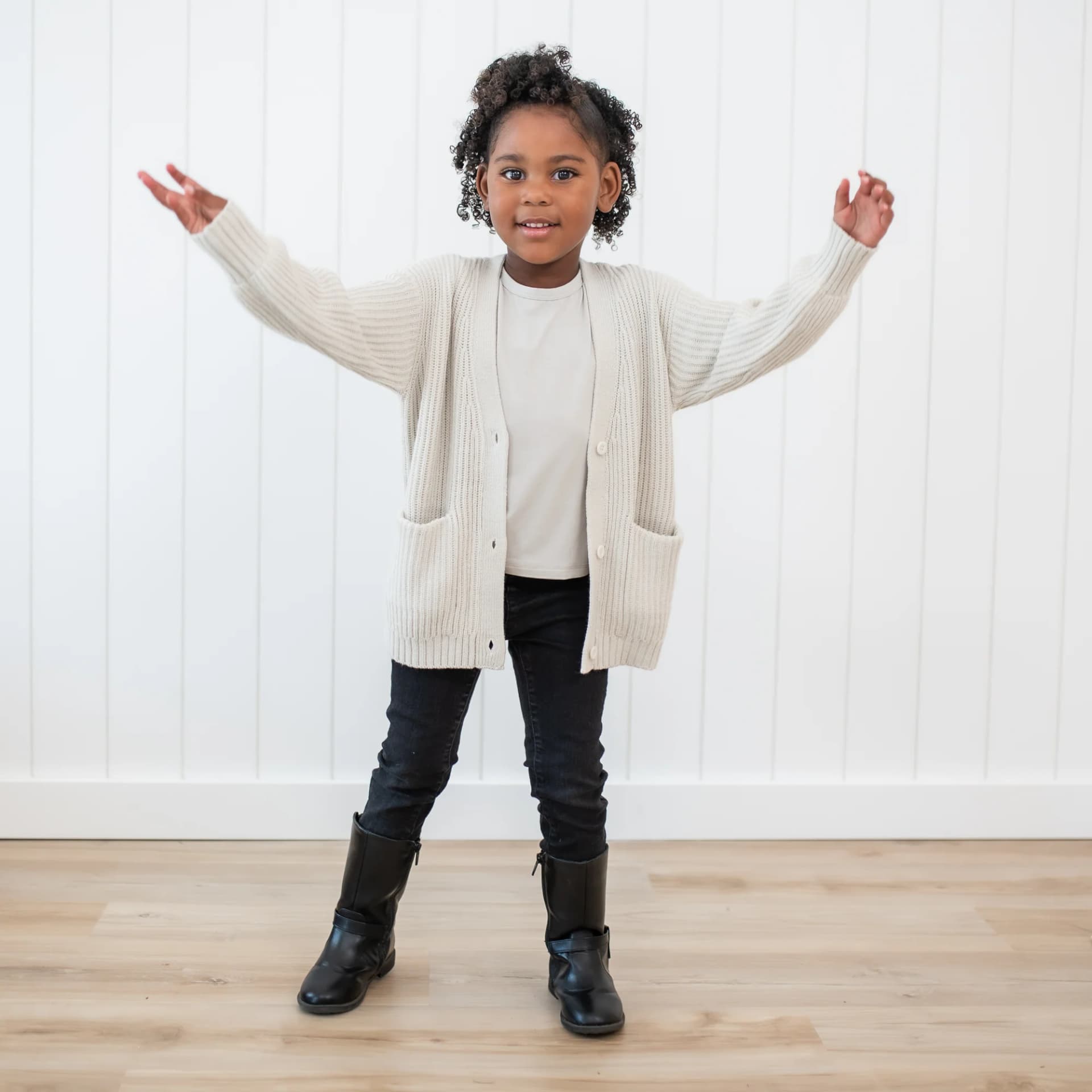 Chunky Knit Oversized Cardigan in Oat by Kyte Baby