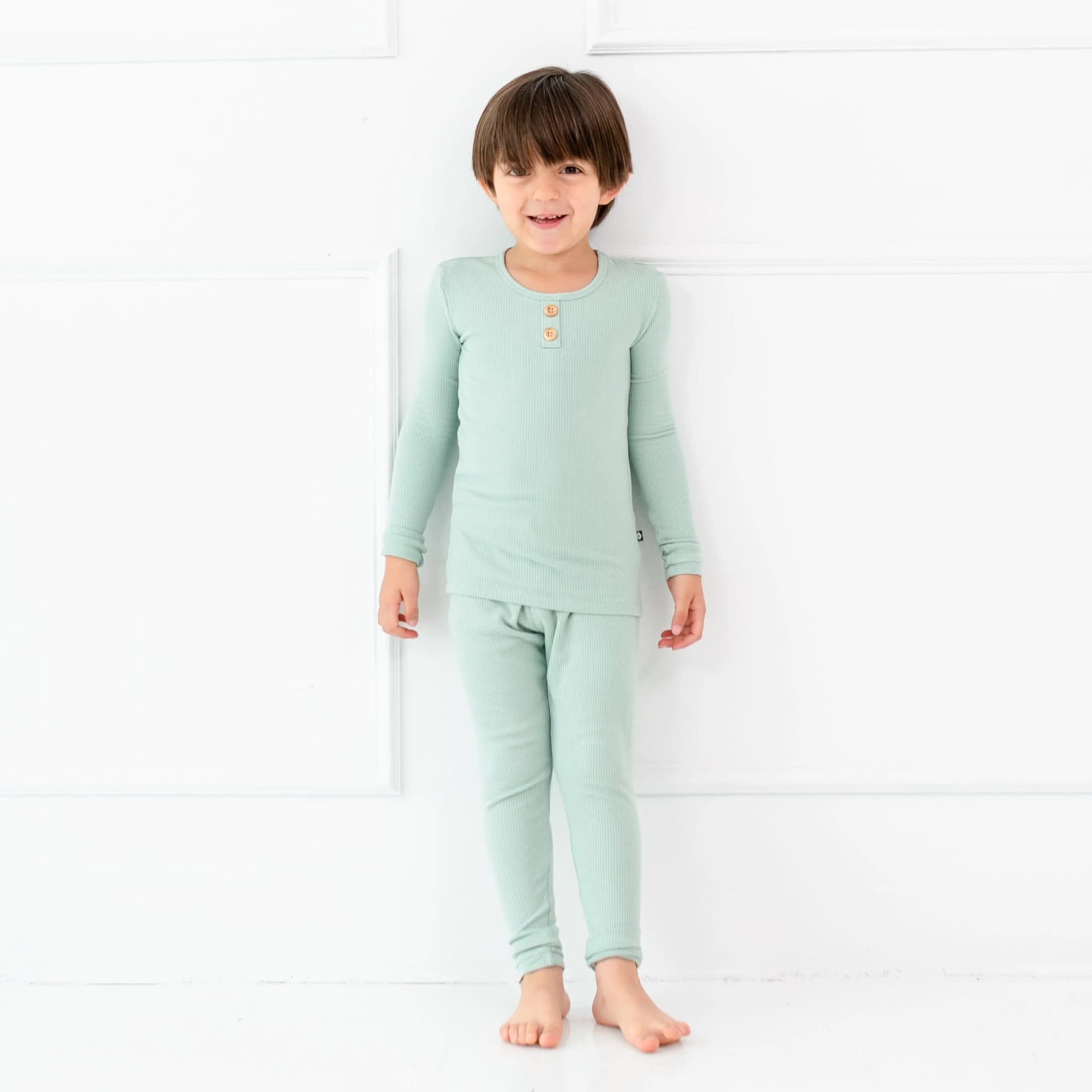 Ribbed Henley Set in Sage by Kyte Baby