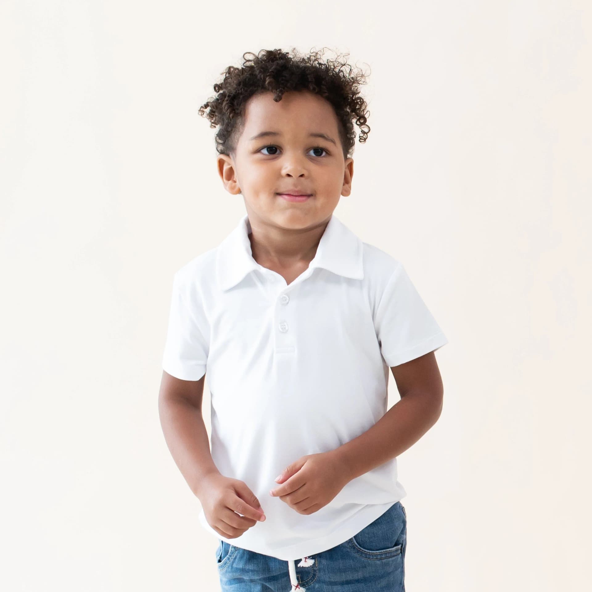 Toddler Short Sleeve Polo in Snow by Kyte Baby
