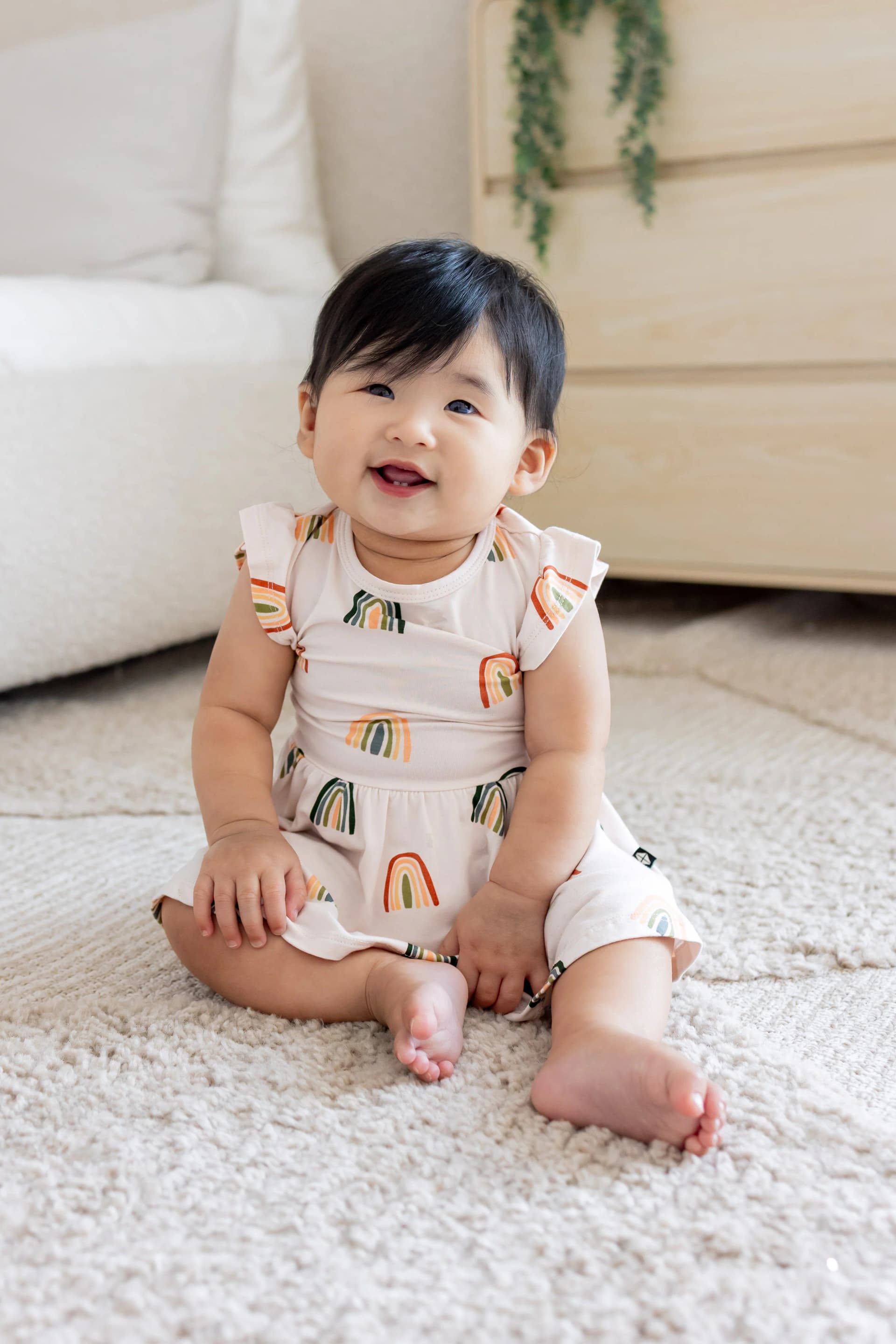 Twirl Bodysuit Dress in Retro Rainbow by Kyte Baby