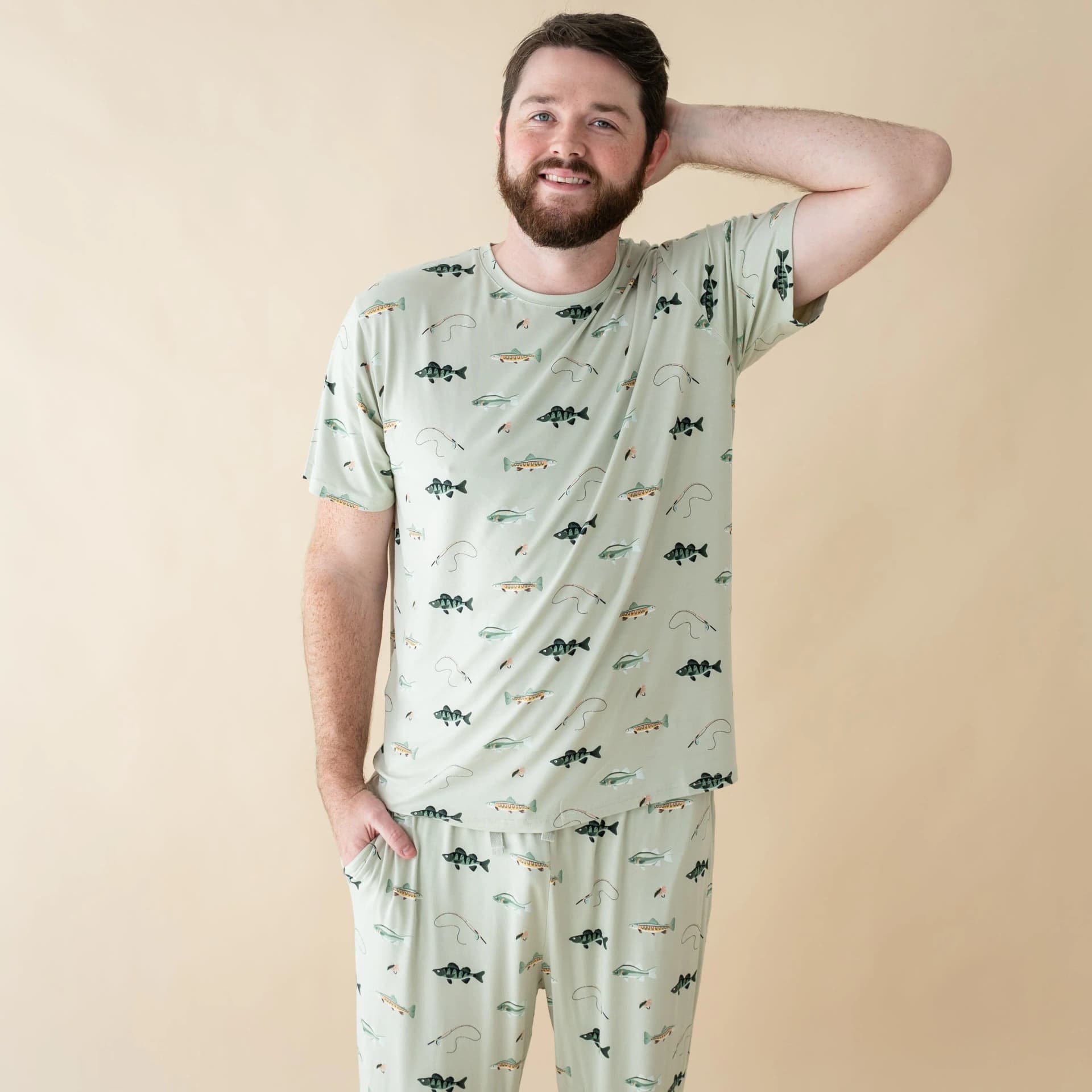 Men's Crew Neck Tee in Fishing by Kyte Living