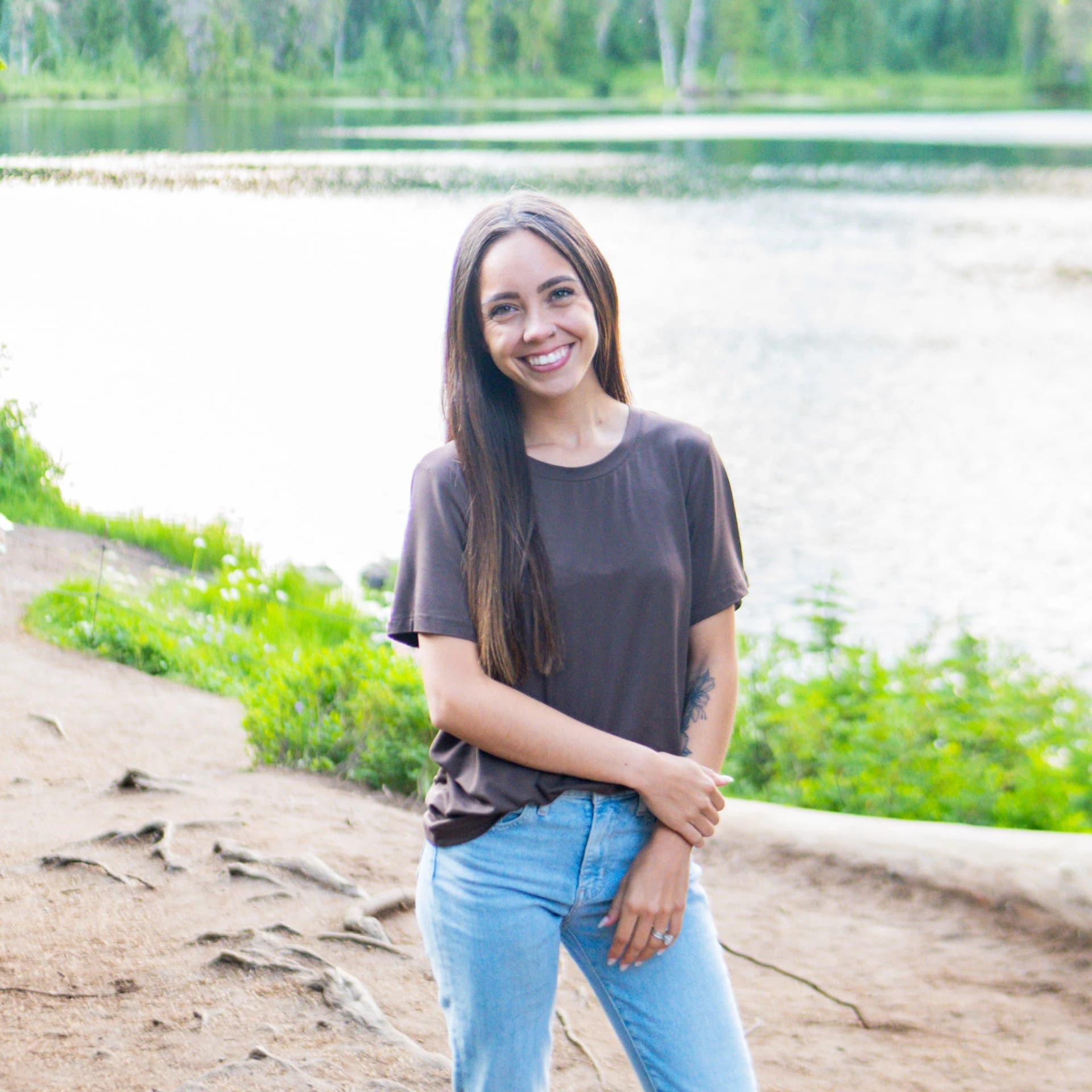 Women's Crew Neck Tee in Espresso by Kyte Living