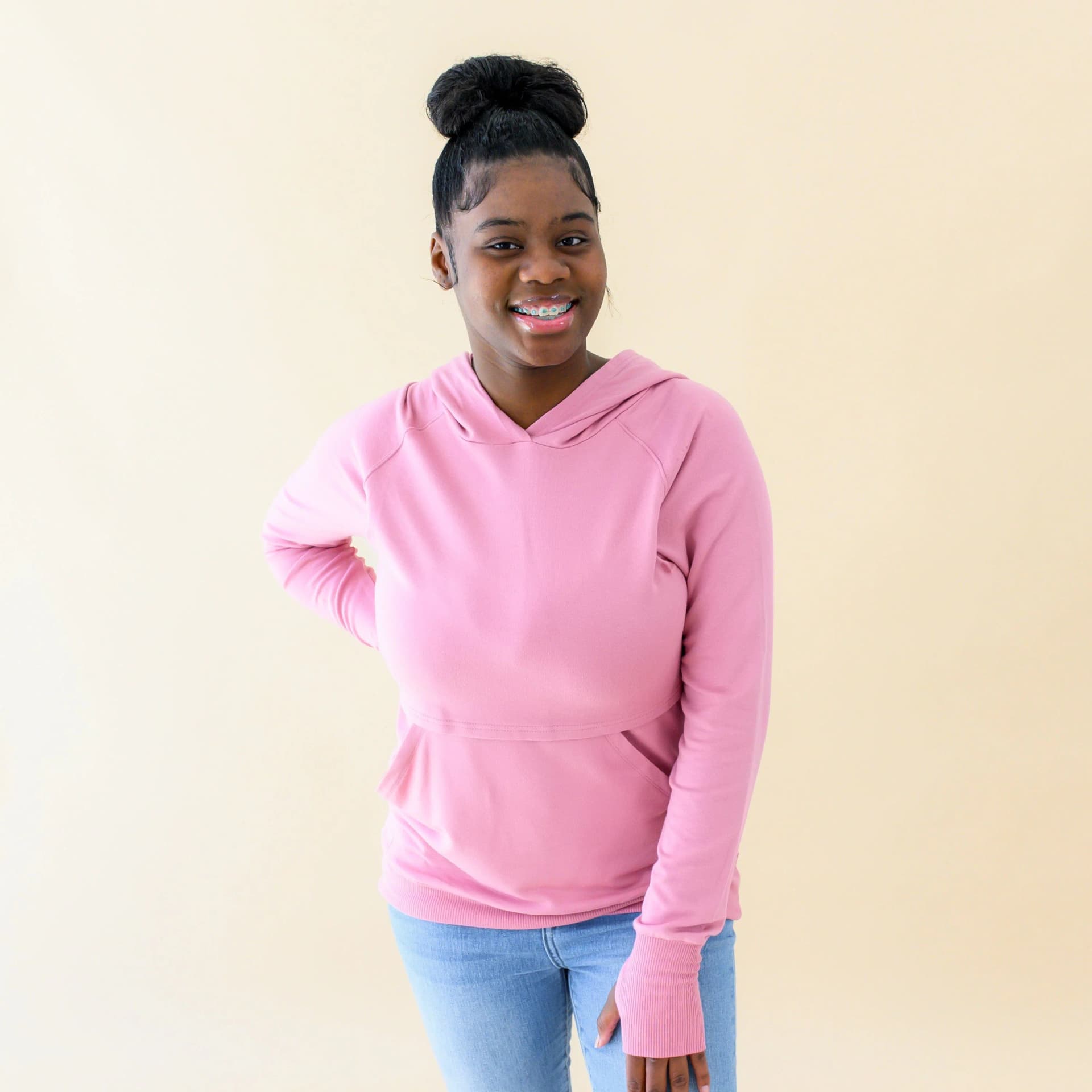 Women's French Terry Nursing Hoodie in Apple Blossom by Kyte Living