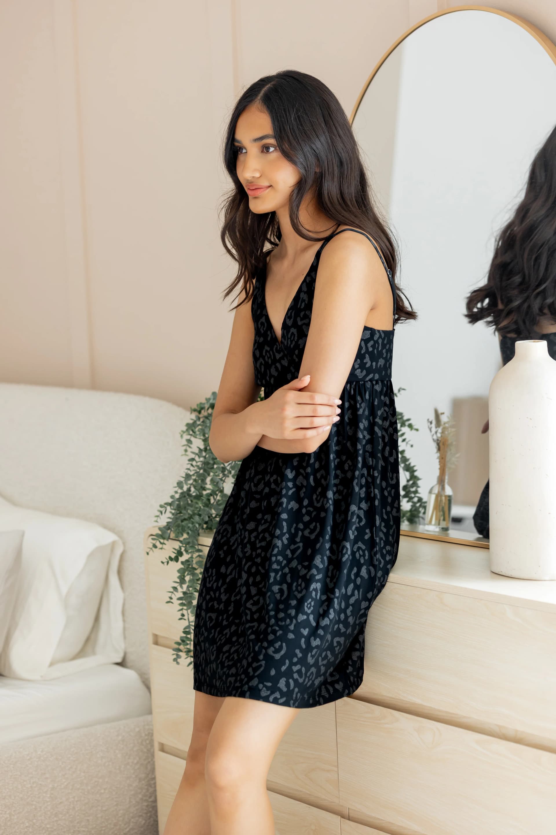 Women's Nightgown in Midnight Leopard by Kyte Living