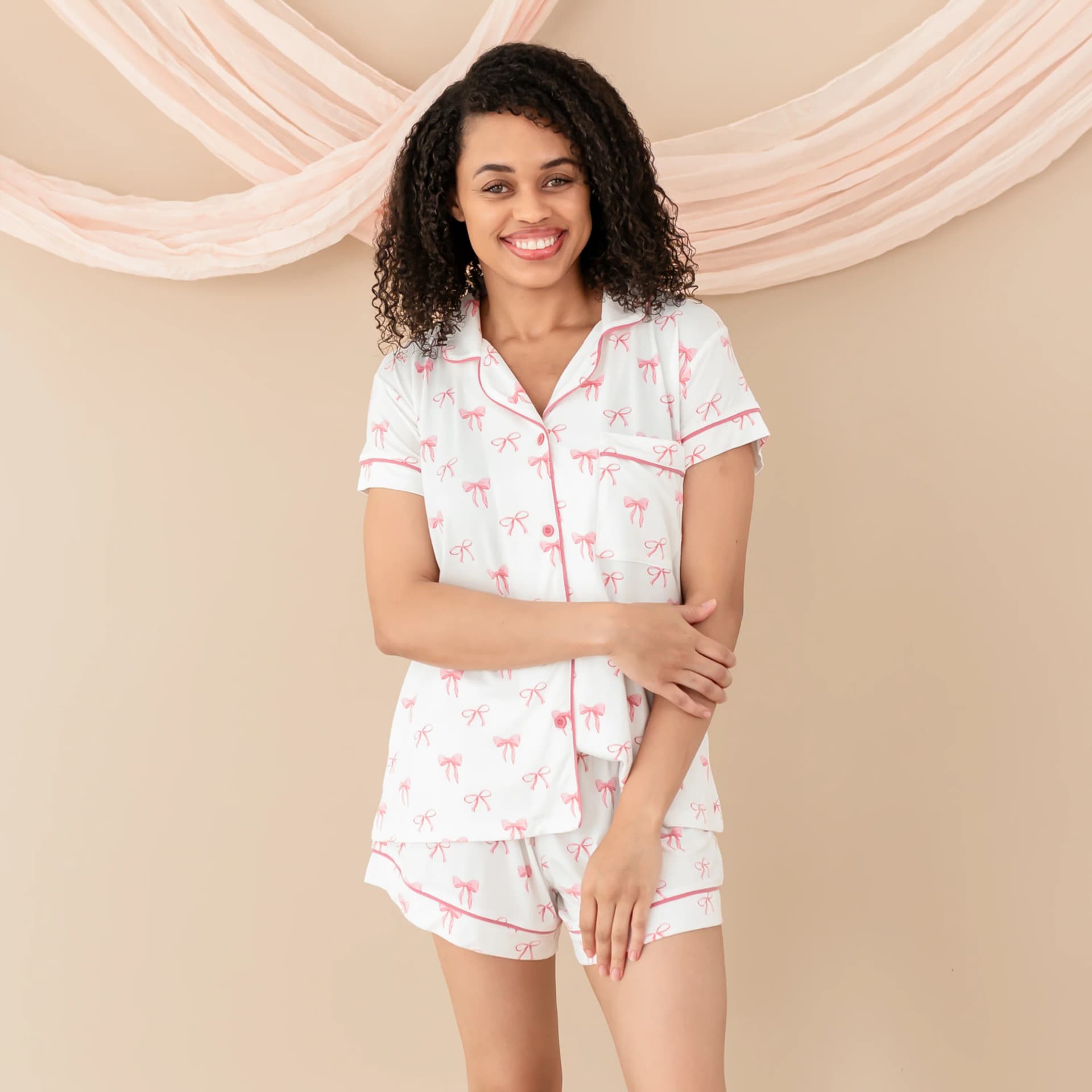 Women’s Short Sleeve Pajama Set in Bow by Kyte Living