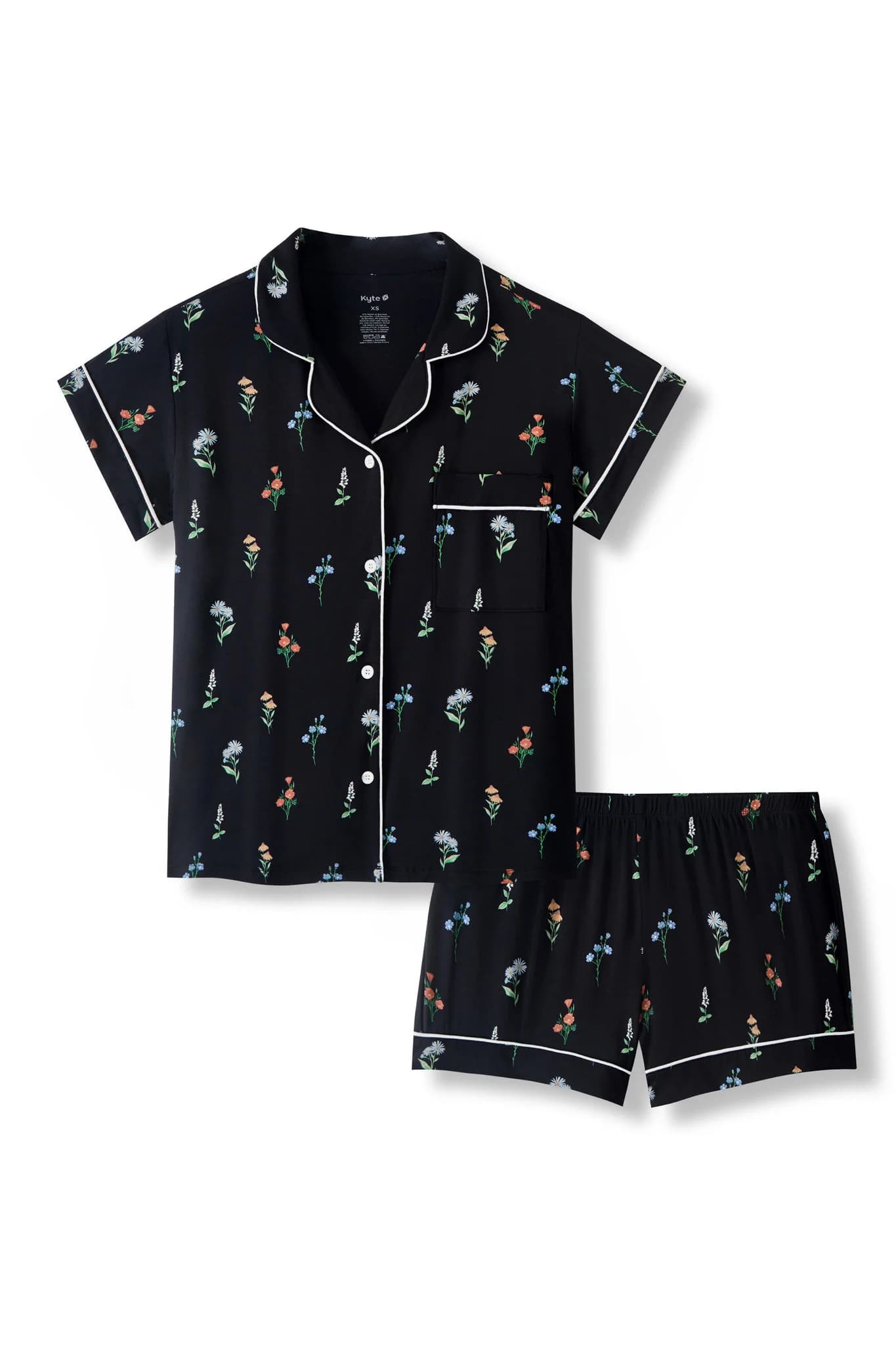 Women's Short Sleeve Pajama Set in Midnight Wildflower by Kyte Living