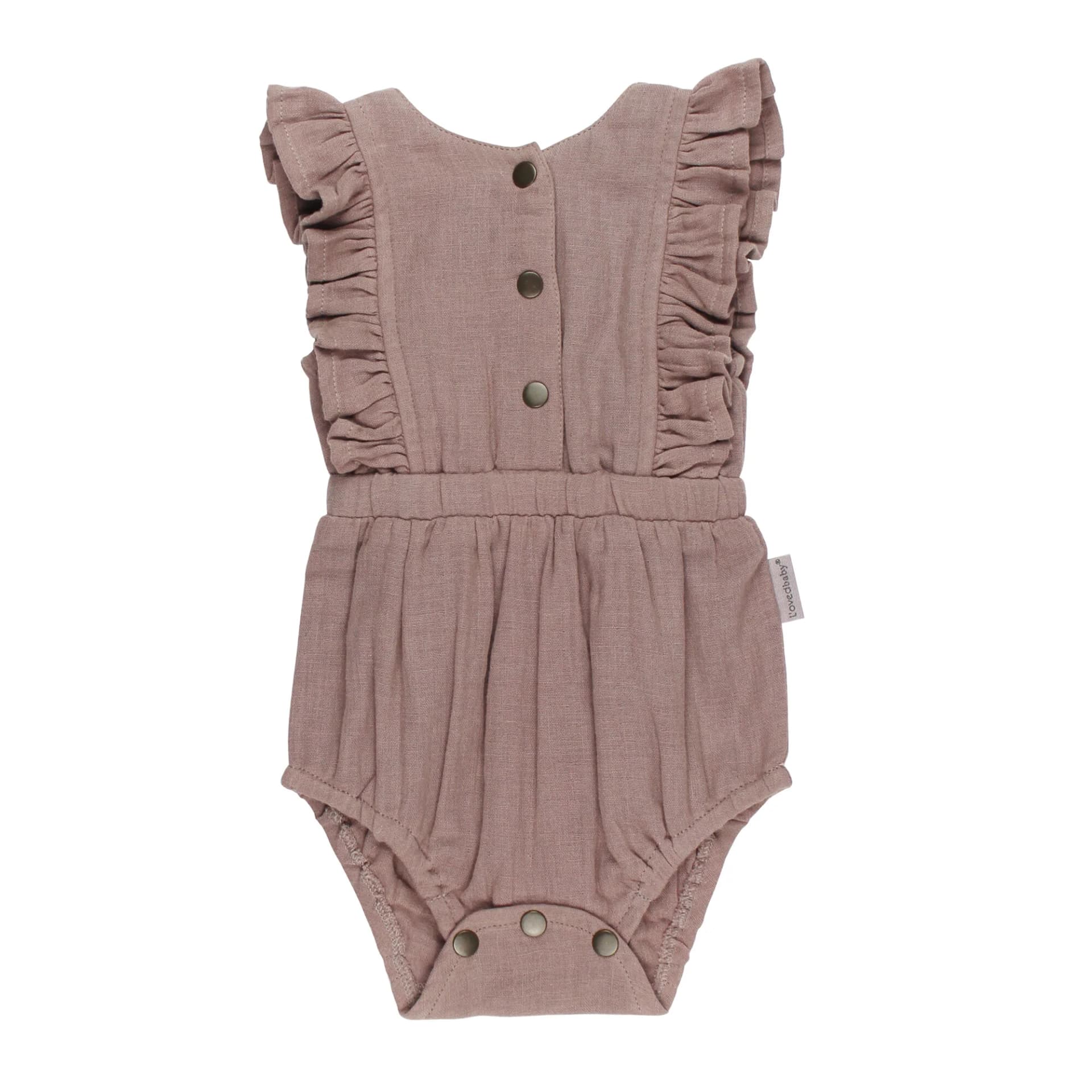 Almond | Organic Muslin Ruffle Bodysuit by L'Ovedbaby