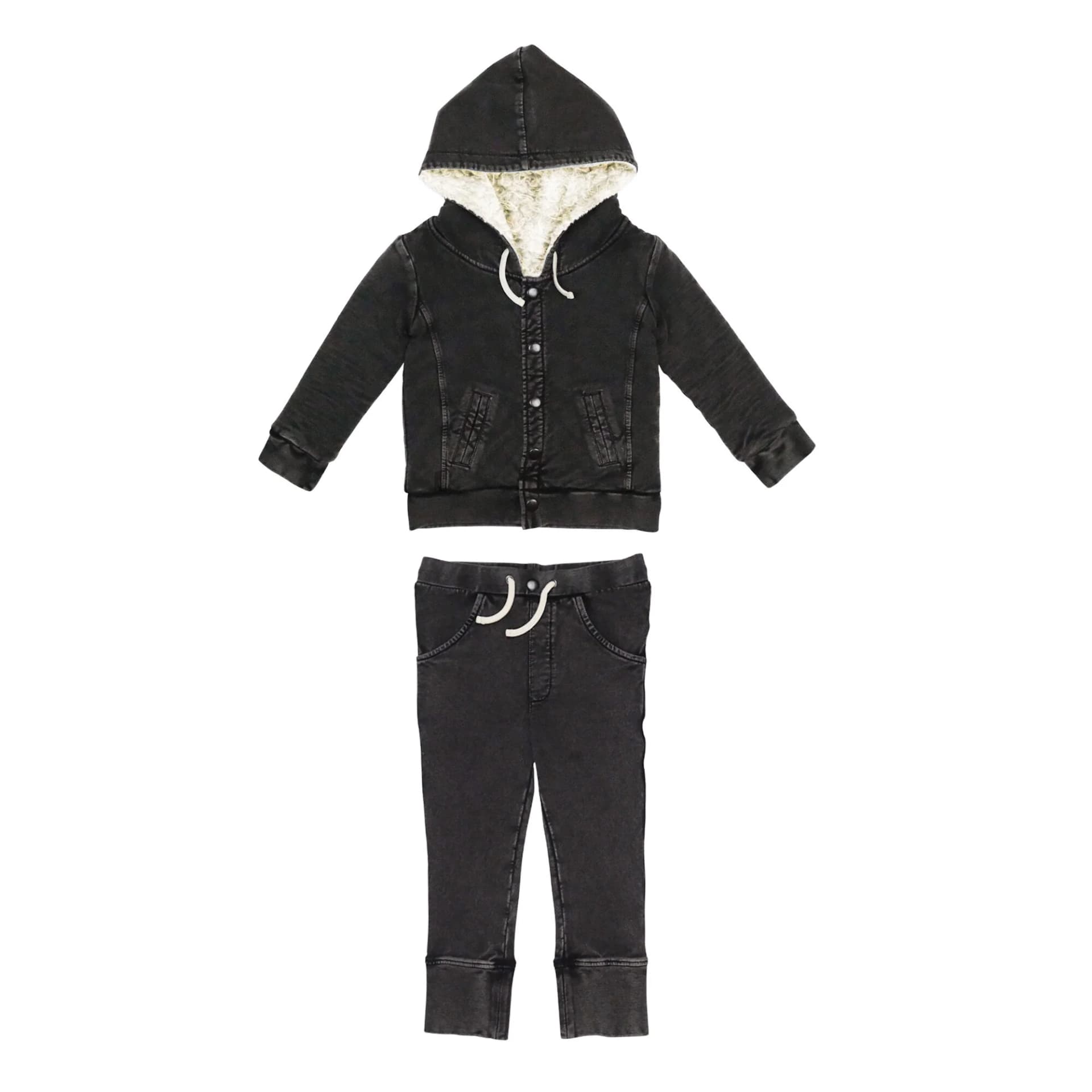 Black | Organic Faux Denim Jacket & Jogger Set by L'Ovedbaby
