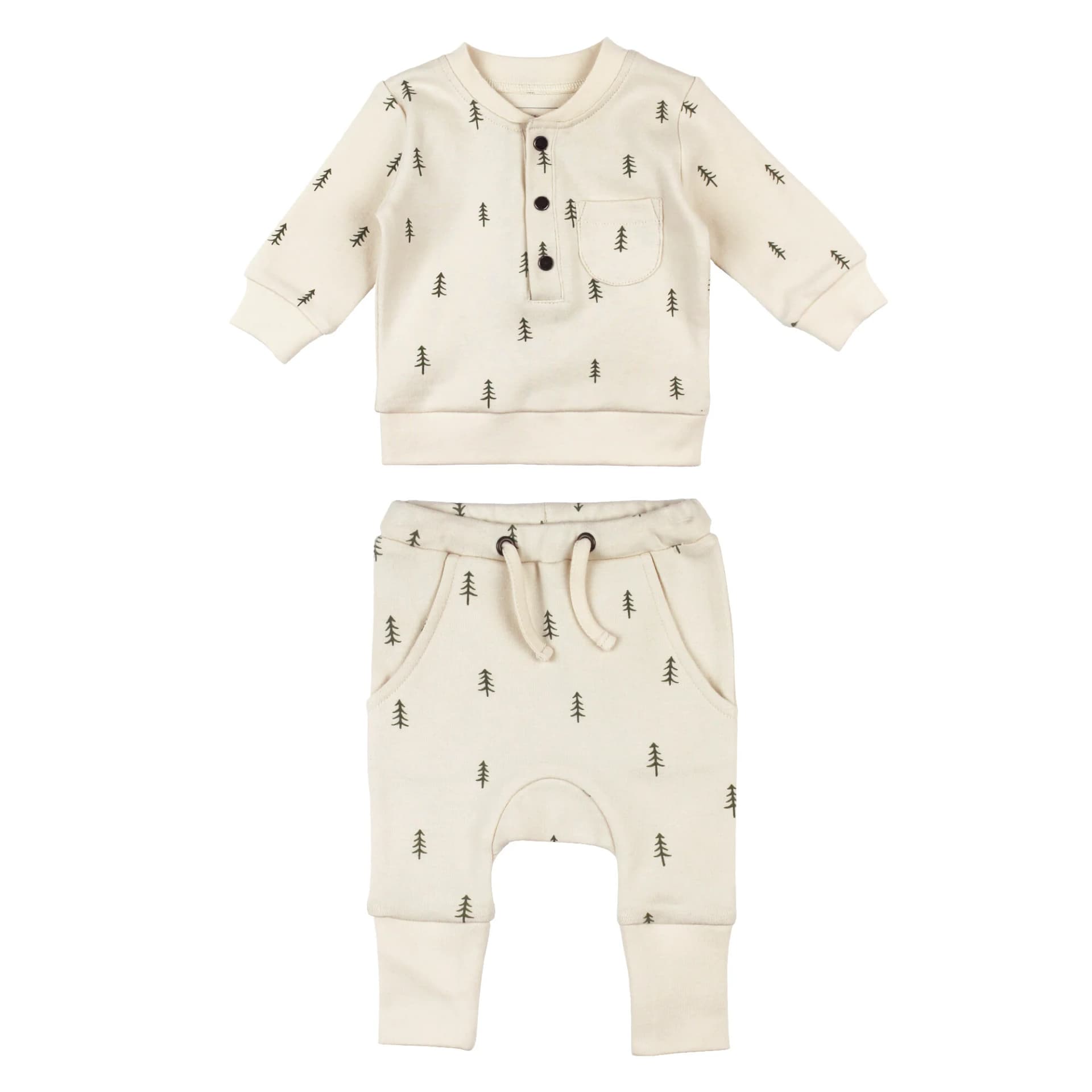 Buttercream Tree | Organic Henley Sweatshirt & Jogger Set by L'Ovedbaby