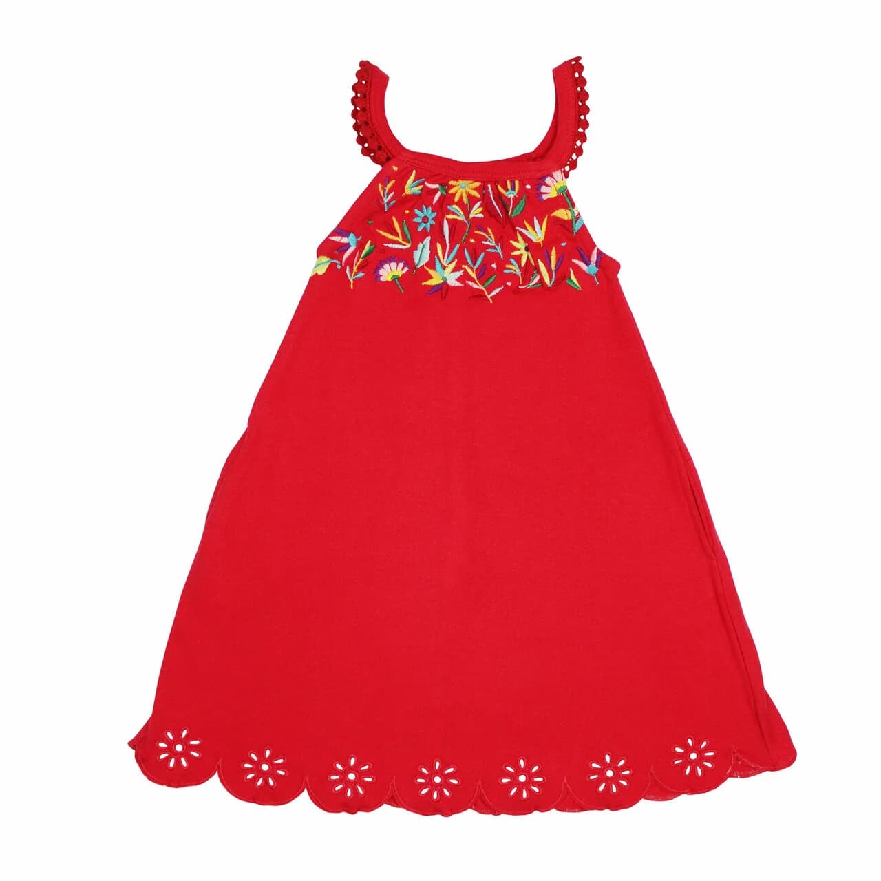 Chili Pepper Floral | Kids' Organic Embroidered Twirl Dress w/Pockets by L'Ovedbaby