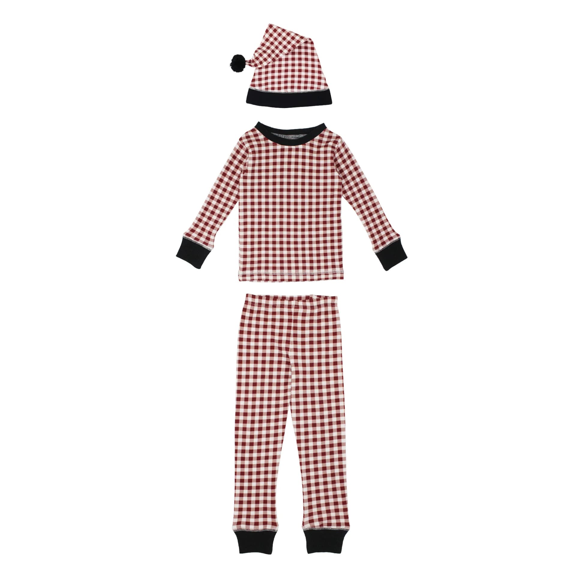 Crimson Plaid | Kids' Organic Holiday PJ & Cap Set by L'Ovedbaby