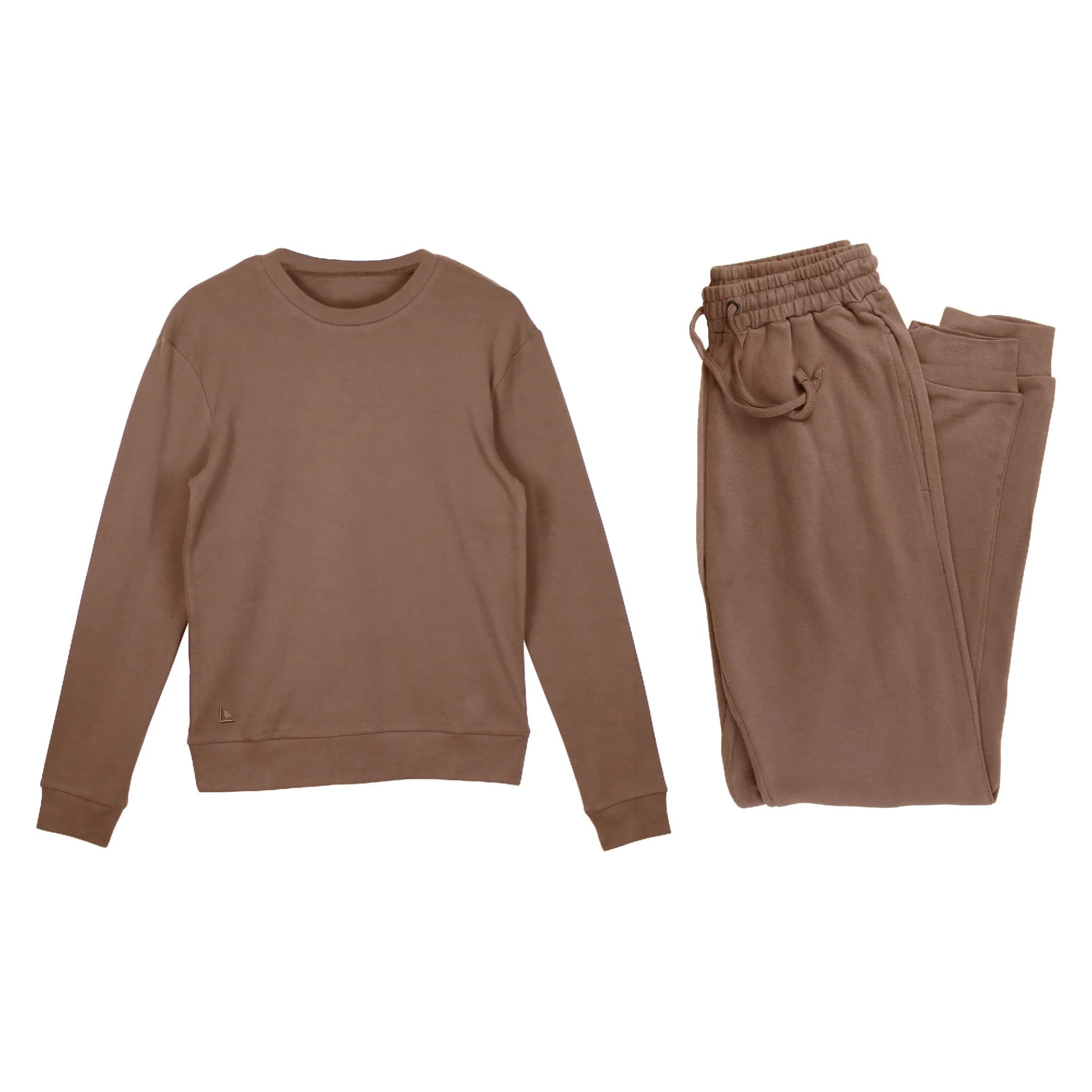 Latte | Women's Organic Comfy Crew & Jogger Set by L'Ovedbaby