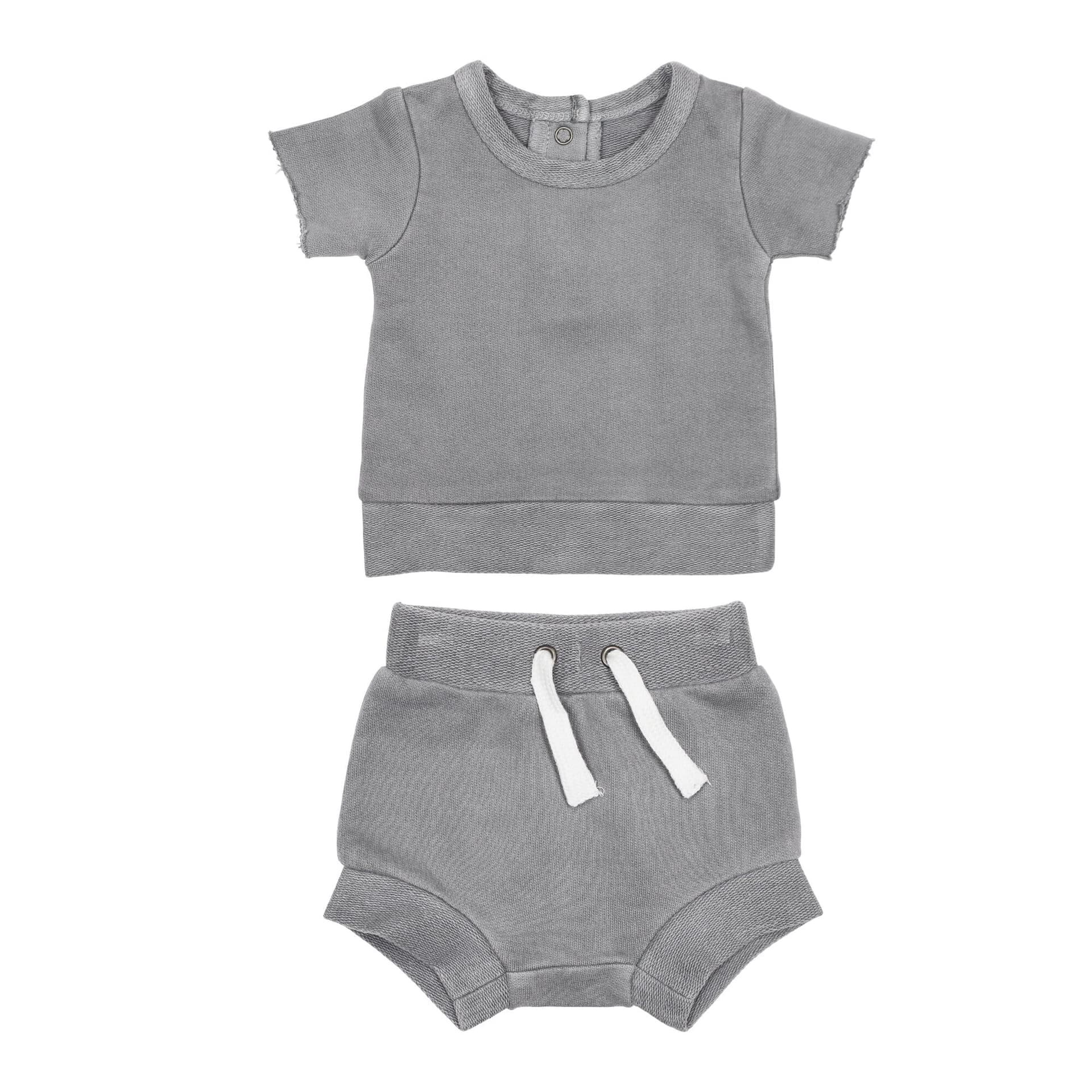Mist | Organic French Terry Tee & Shorties Set by L'Ovedbaby