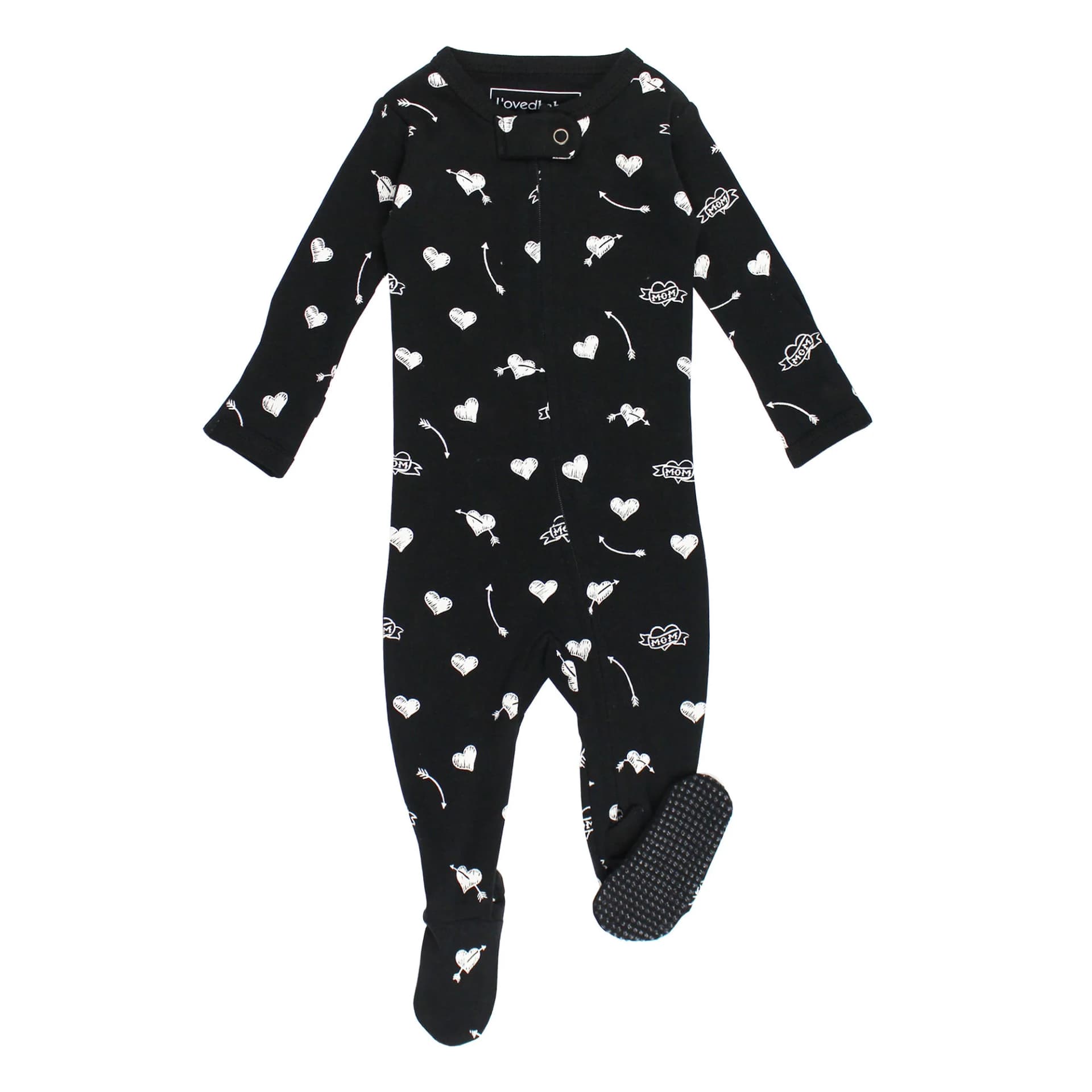 Mom Heart | Organic Zipper Footie by L'Ovedbaby