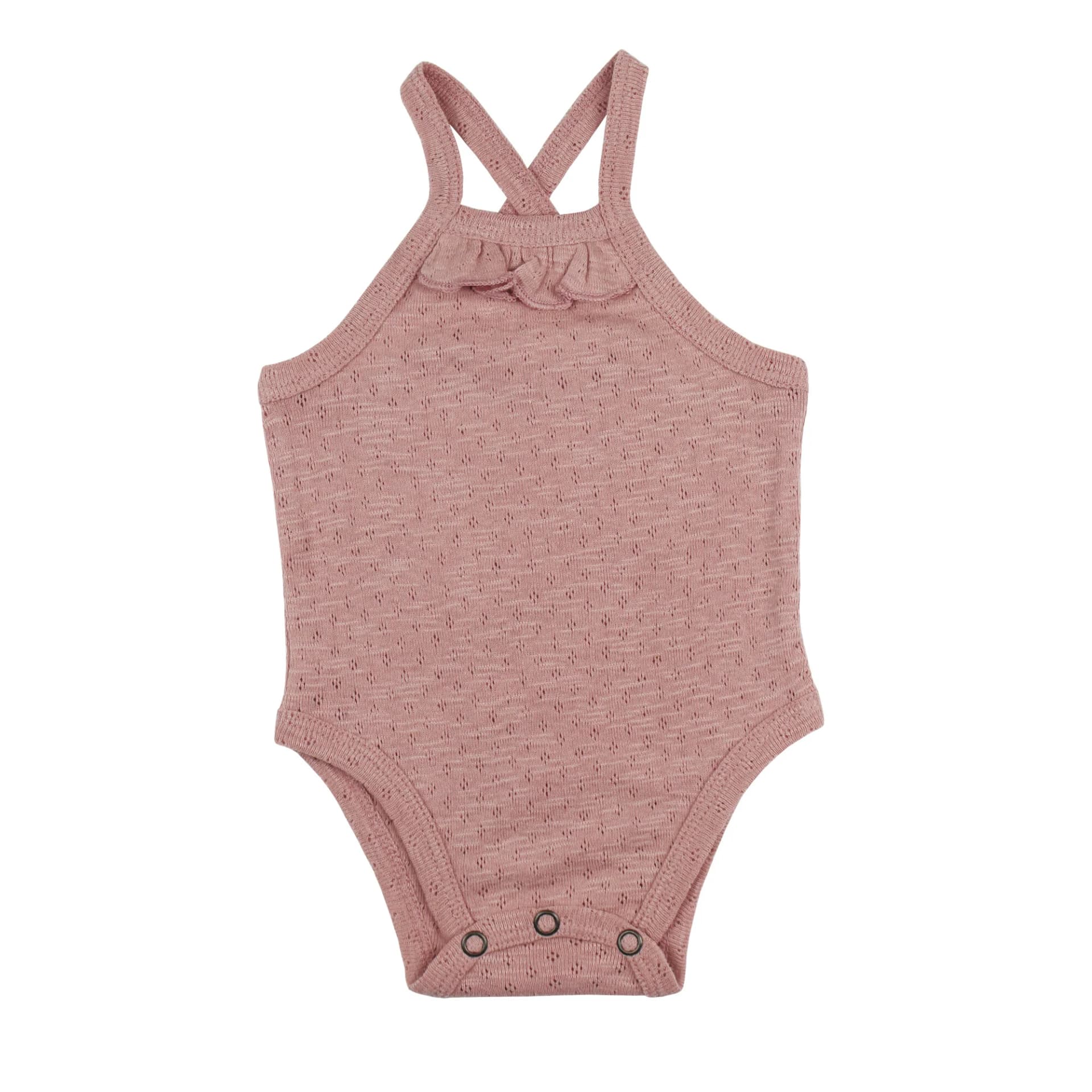 Taffy | Organic Pointelle Criss-Cross Bodysuit by L'Ovedbaby