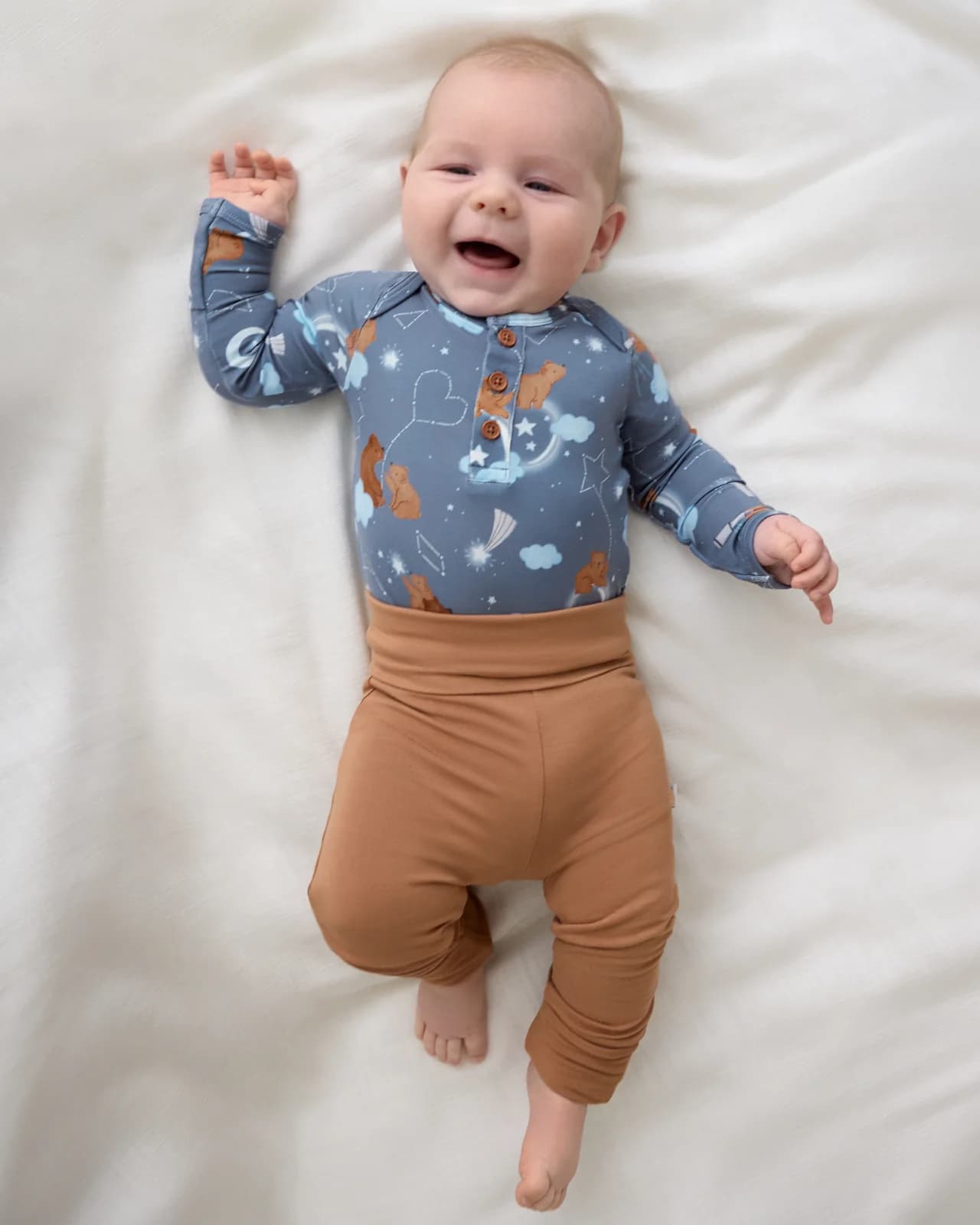 Chestnut Brown Fold Over Legging by Little Sleepies