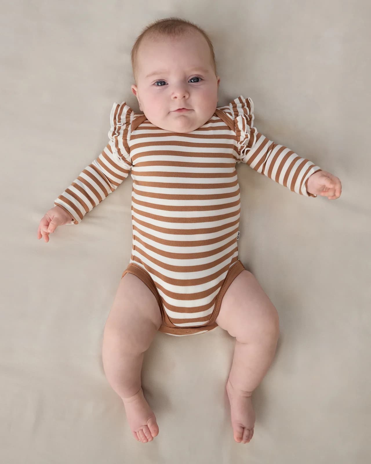 Chestnut Brown Stripe Flutter Bodysuit by Little Sleepies