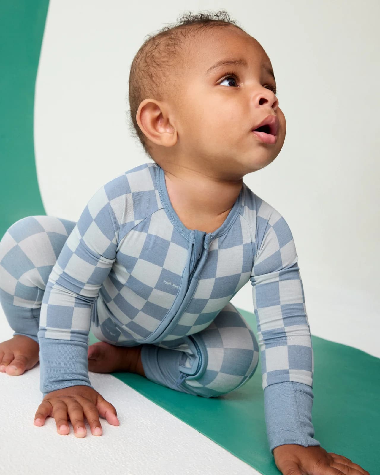 Dusk Blue Checks Zippy by Little Sleepies