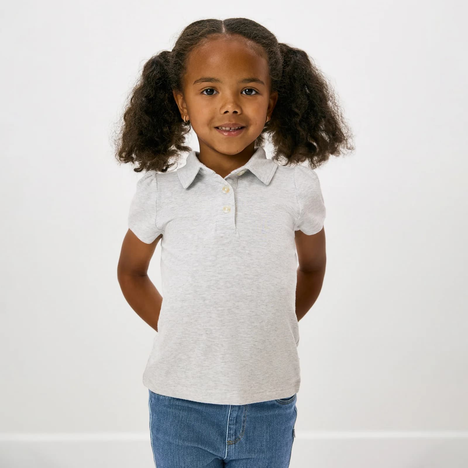 Light Heather Gray Puff Sleeve Polo by Little Sleepies