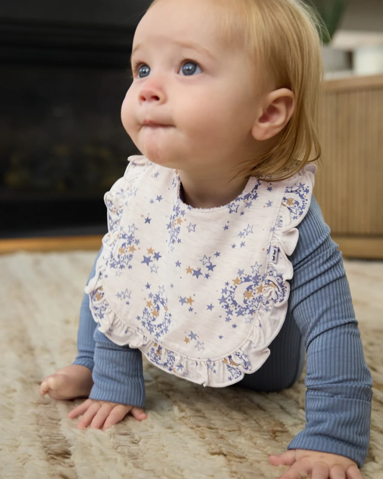 Lullaby Sky Ruffle Bib by Little Sleepies