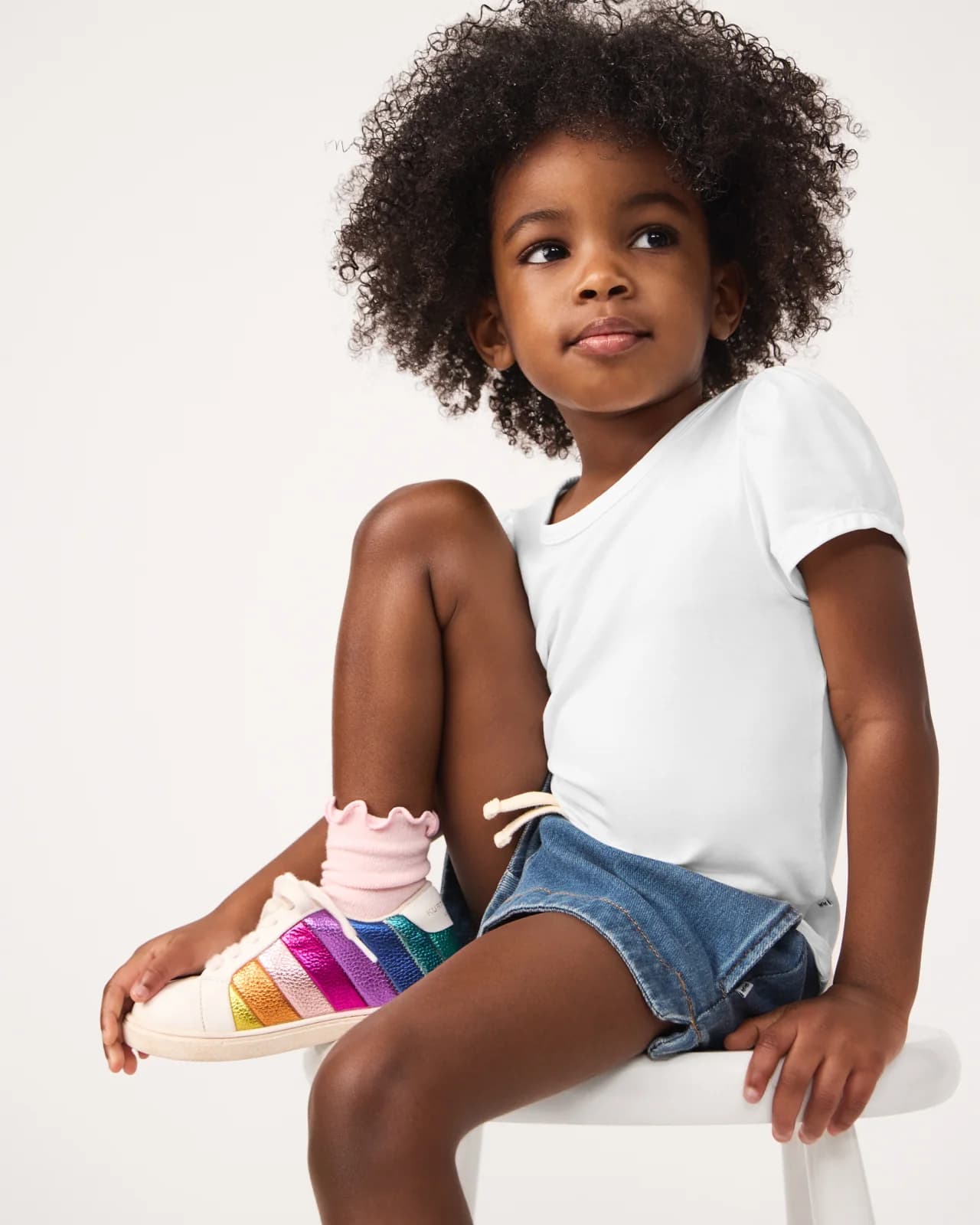 Soft White Puff Sleeve Tee by Little Sleepies
