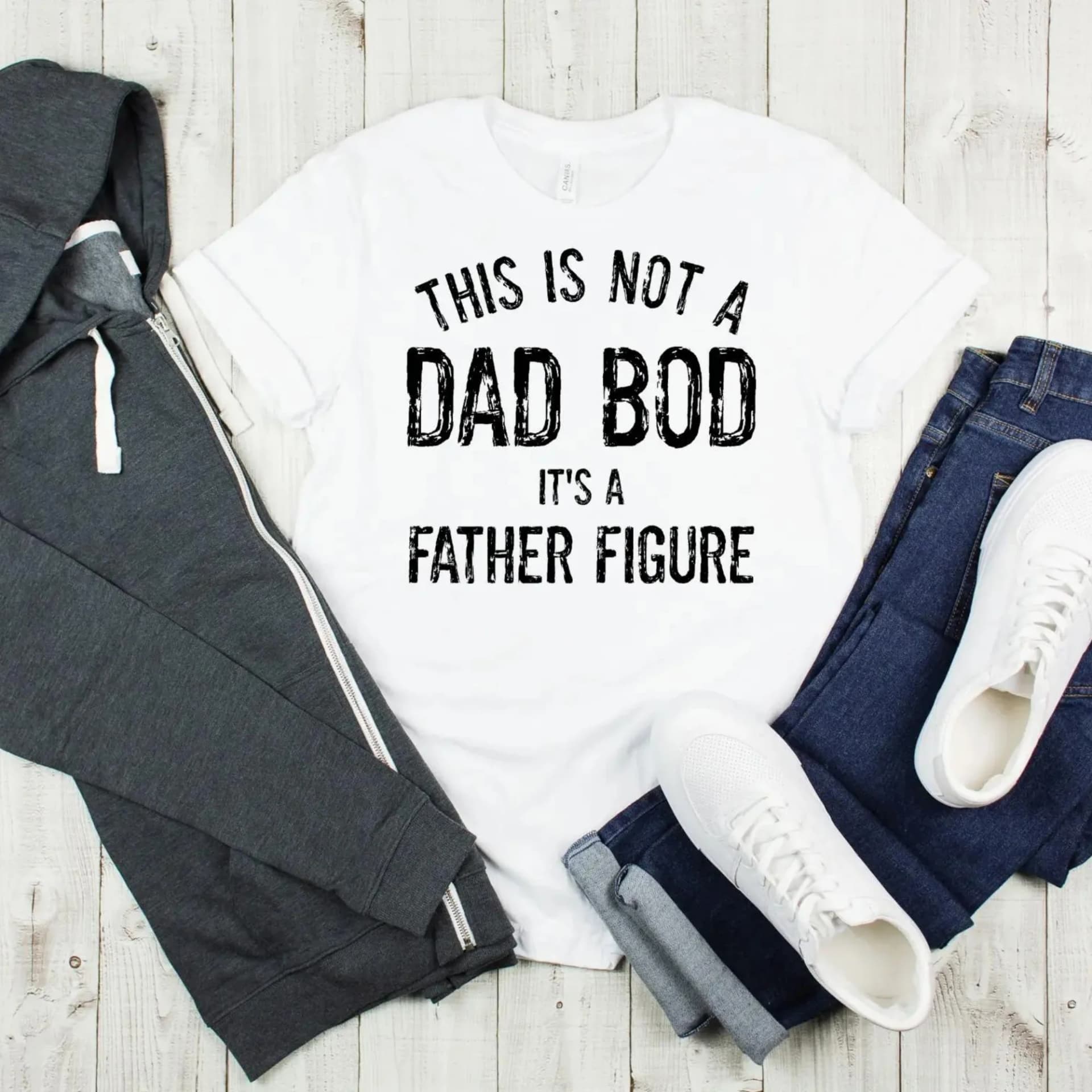 This Is Not a Dad Bod, It's A Father Figure Graphic Tee, White by Midwest Tees
