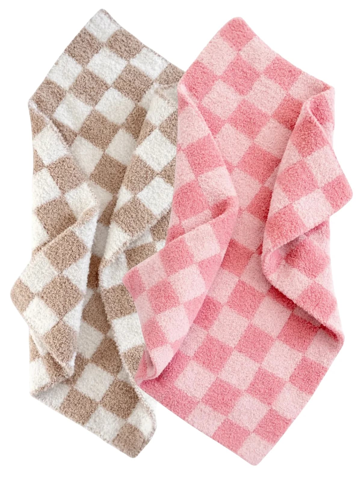 2-Pack Phufy Bliss Mini Blanket, Cocoa/Strawberry Carnation Checkerboard by Phufy