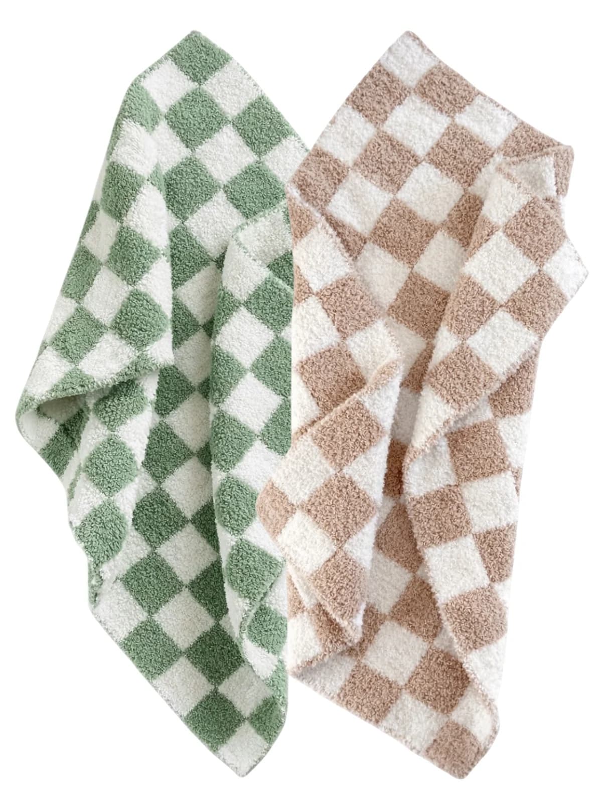 2-Pack Phufy Bliss Mini Blanket, Sage/Cocoa Checkerboard by Phufy