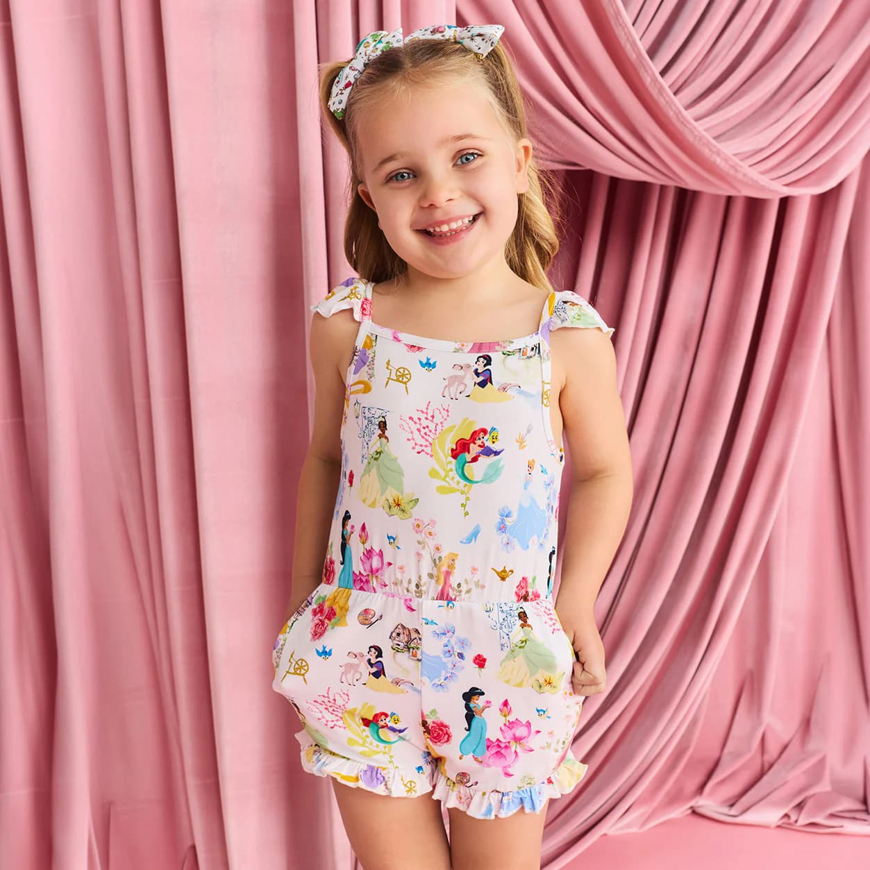 Disney Princess Ball Flutter Sleeve Ruffled Romper by Posh Peanut