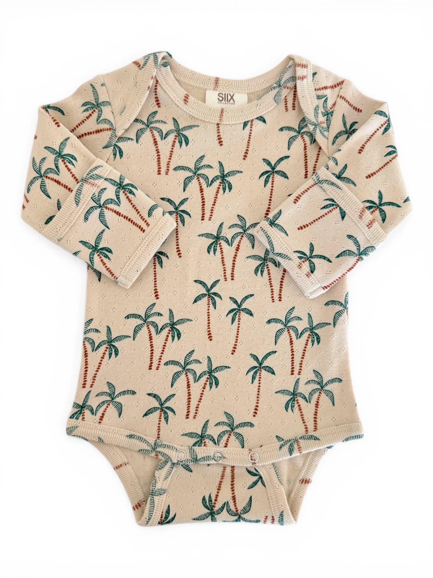 Palm Tree / Organic Pointelle Long Sleeve Bodysuit by Siix Collection