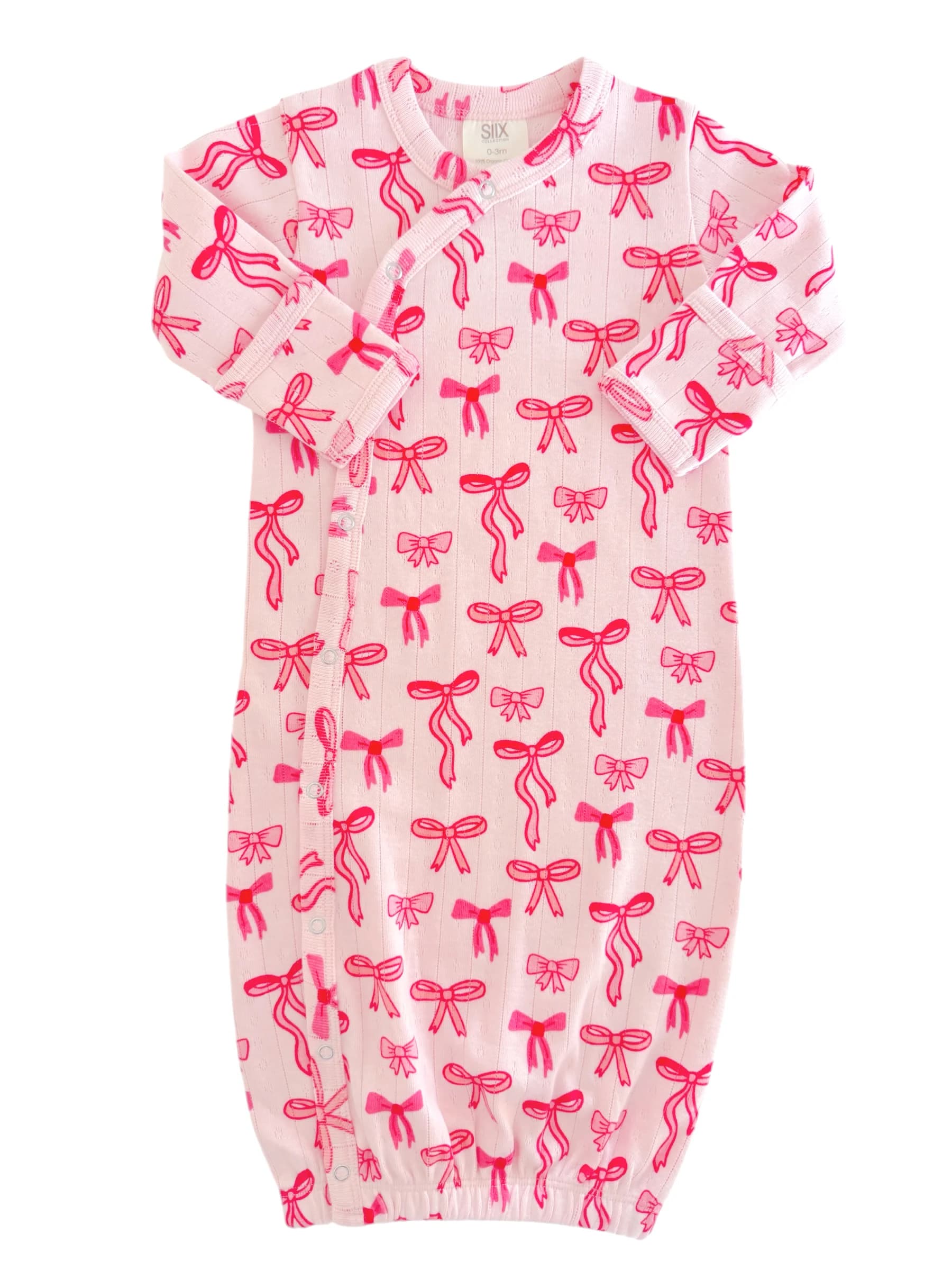 Pink Bows / Organic Pointelle Gown by Siix Collection