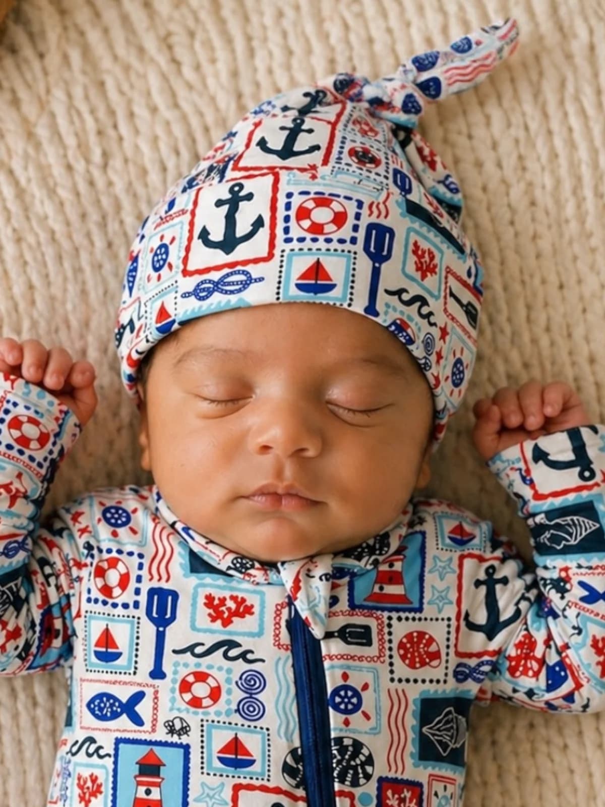 Knot Beanie, Seaside Stamps by Spearmintlove