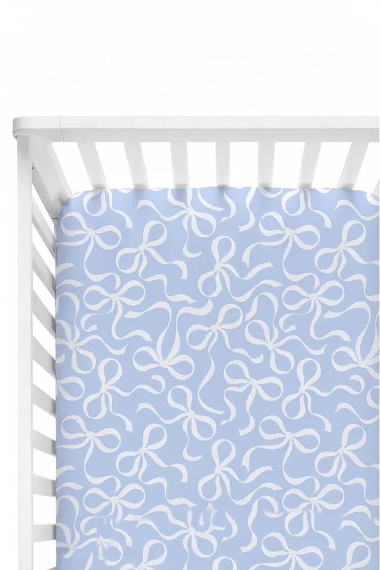 Blue-tiful Bows Crib Sheet by Ven10005