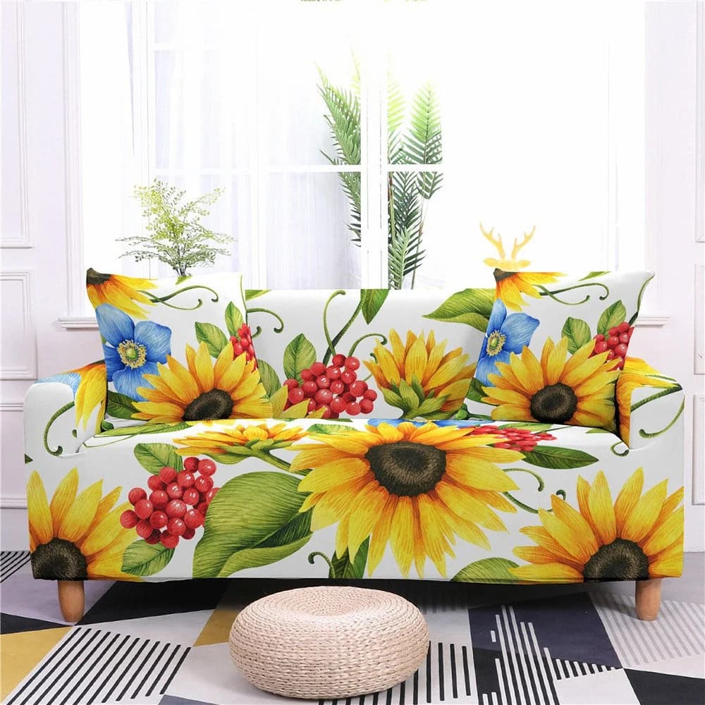 1/2/3/4 Seater Stretch Sunflower Floral Print Sofa Covers Slipcover Settee Couch Homr Furniture Protector by BeddingInn