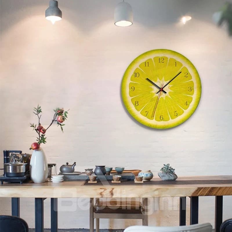11 inch Round Fruit Wall Clock Handmade Wood and Acrylic Clock Beautiful Decorative Wall Clock Mute Movement Wall Clock Wooden Clock by BeddingInn