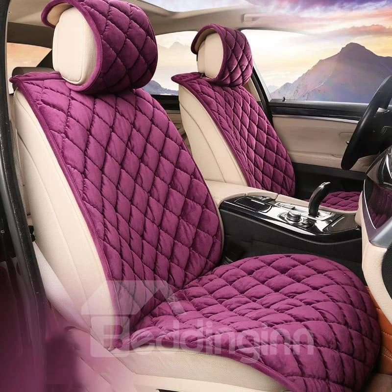 2 Front Seat Covers High Quality Short Plush Material Spring Autumn Winter Universal Fit Seat Covers by BeddingInn