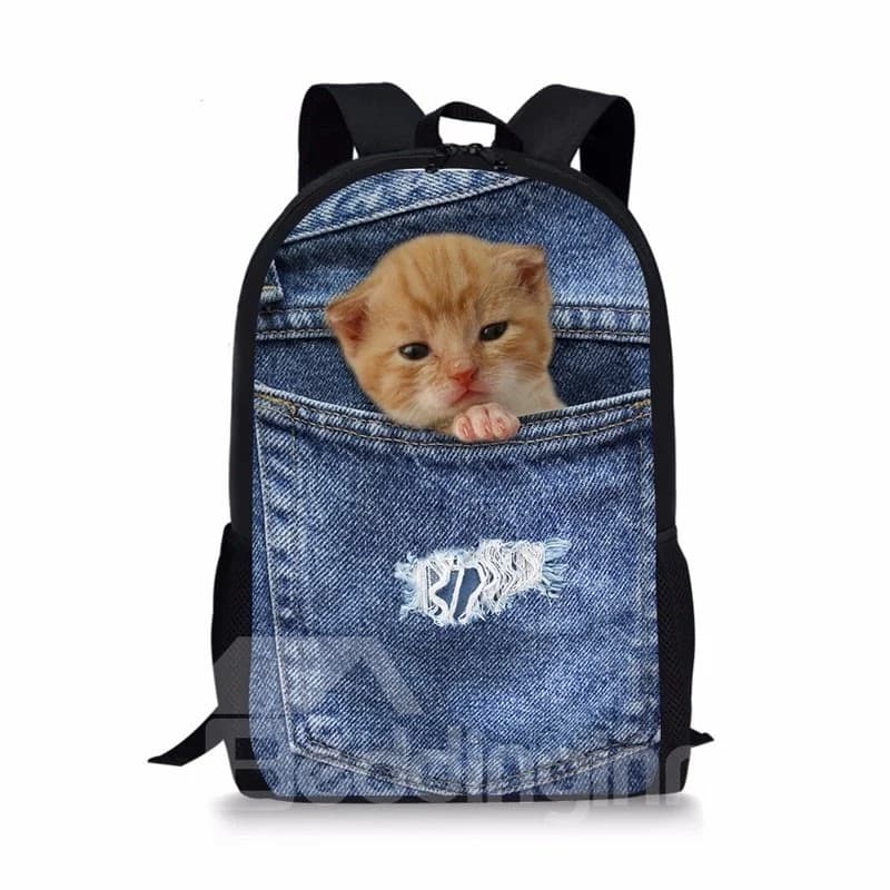 3D Animals Orange Cat Fashion Pattern School Outdoor Backpack by BeddingInn