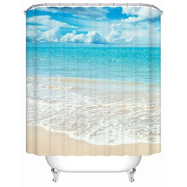 3D Beach and Blue Sky Printed Polyester Bathroom Shower Curtain by BeddingInn