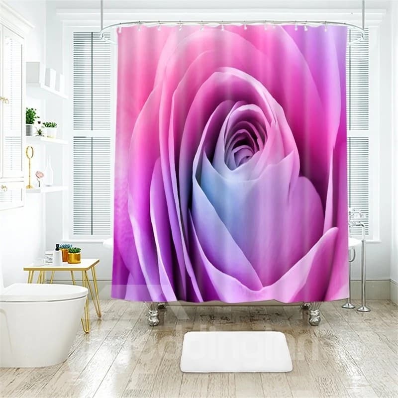 3D Beautiful Rose Printed Polyester Bathroom Shower Curtain by BeddingInn