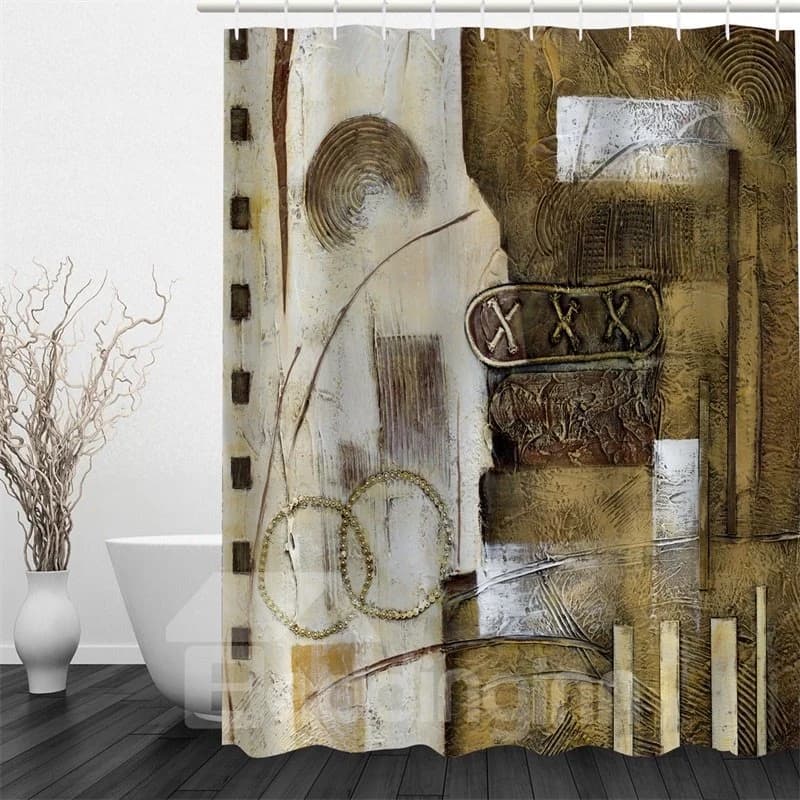 3D Brown Art Work Pattern Polyester Waterproof and Eco-friendly Shower Curtain by BeddingInn