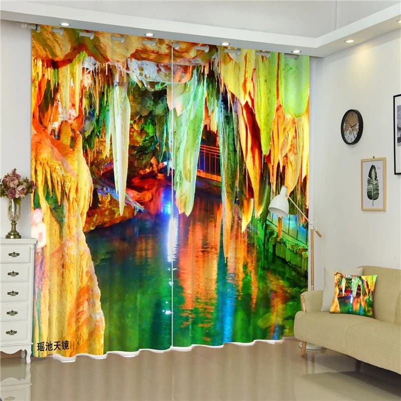 3D Colorful Huge Carve Printed Mysterious Scenery Window Decoration Shading Curtain by BeddingInn